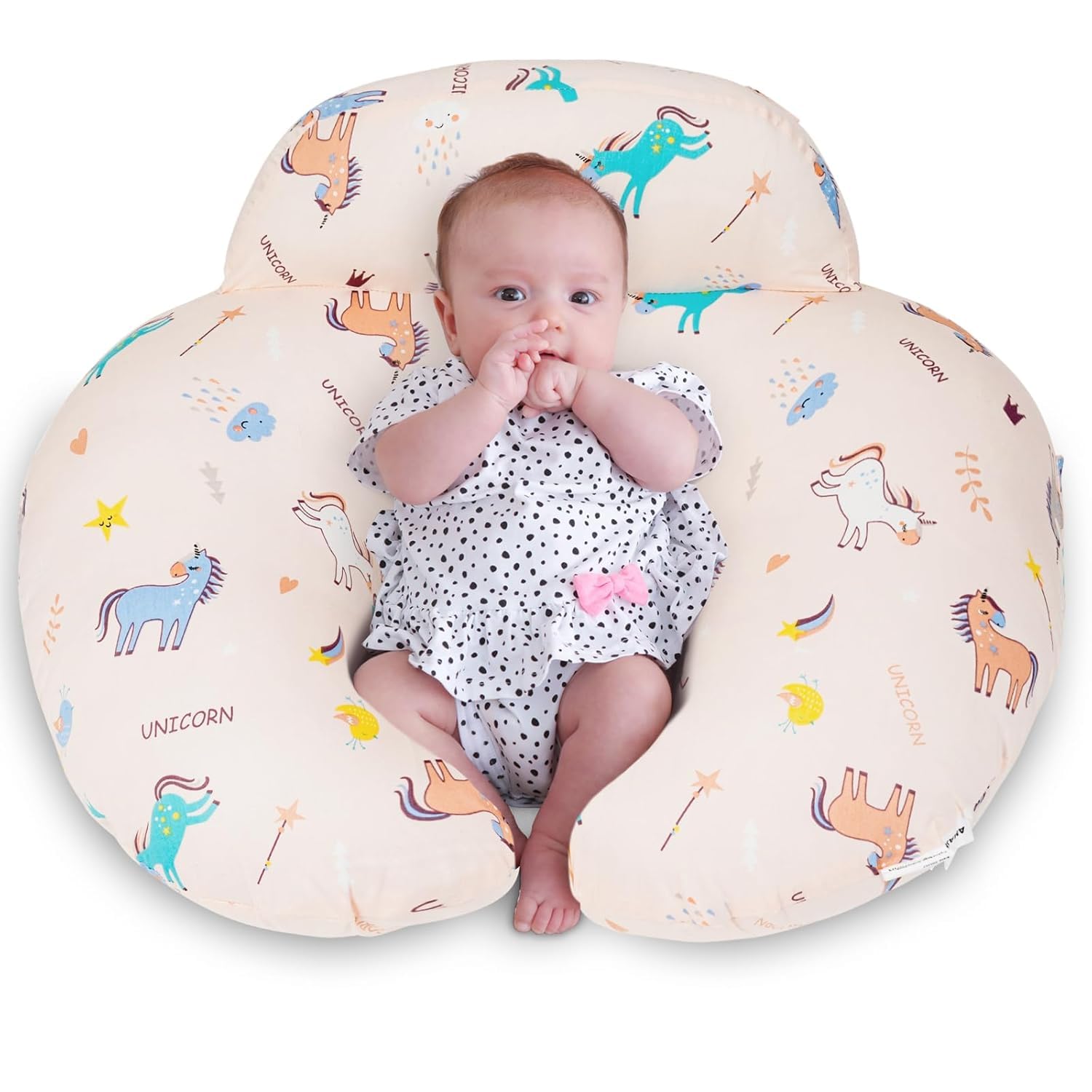 Supreouts Nursing Pillow, Breastfeeding Pillows, with Removable Pillow Cover, Ergonomic Nursing Essentials for Bottle Feeding, Machine Washable (Pink)