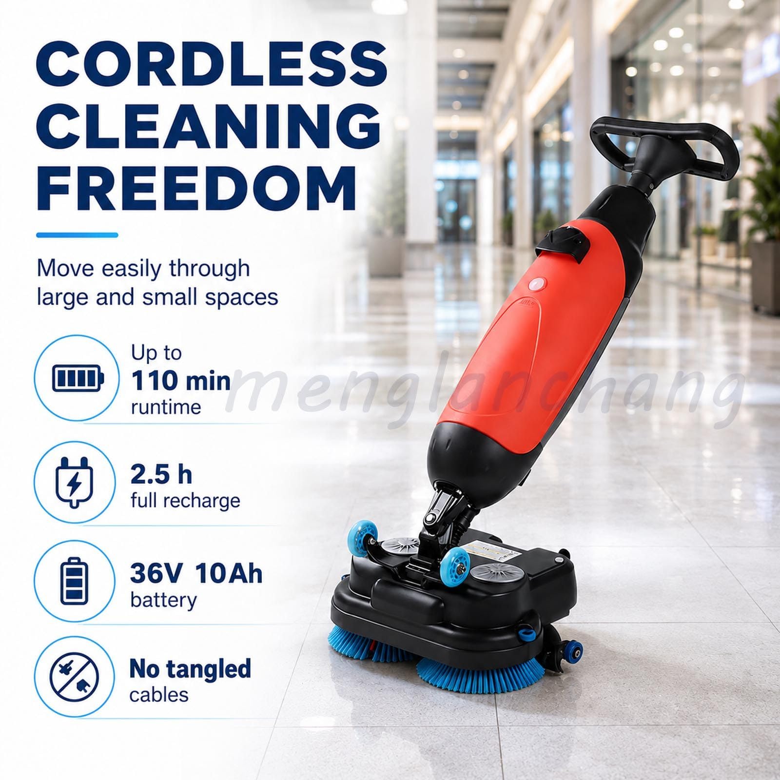 Fregadora Compacta Sin Cable, Máquina Fregadora de Suelos Profesional con Doble Cepillo Rotativo y Limpieza Húmeda y Seca para Locales Comerciales Grey