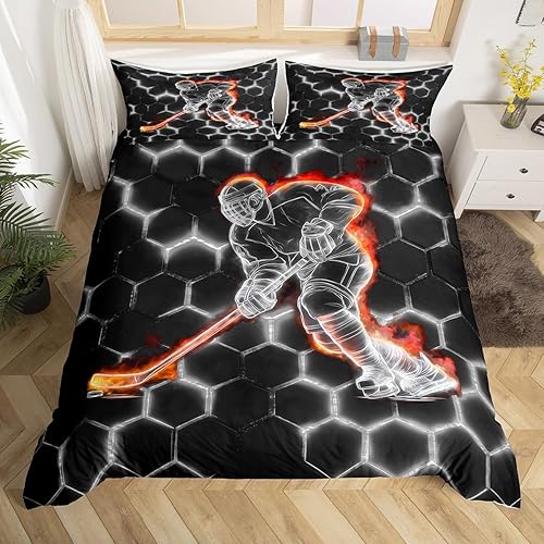 Miniatura 41 de Funda de edredón de béisbol matrimonial, juego de ropa de cama con temática de juegos de deportes de pelota para niños, funda de edredón de guantes