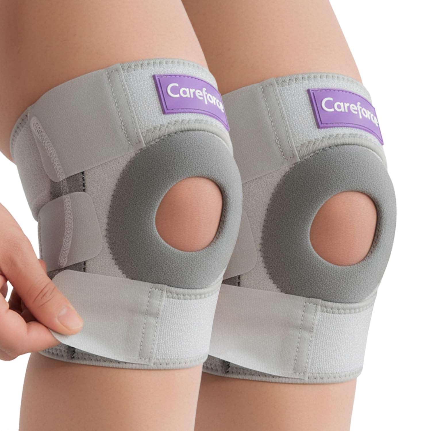 Careforce Knee Support for Men with Silicone Ring Pad for Patella Support in Meniscus Tear Pain Relief Adjustable Knee Cap for Men & Women for Pain, Gym Squats - Pack of 2, Free Size-image-25
