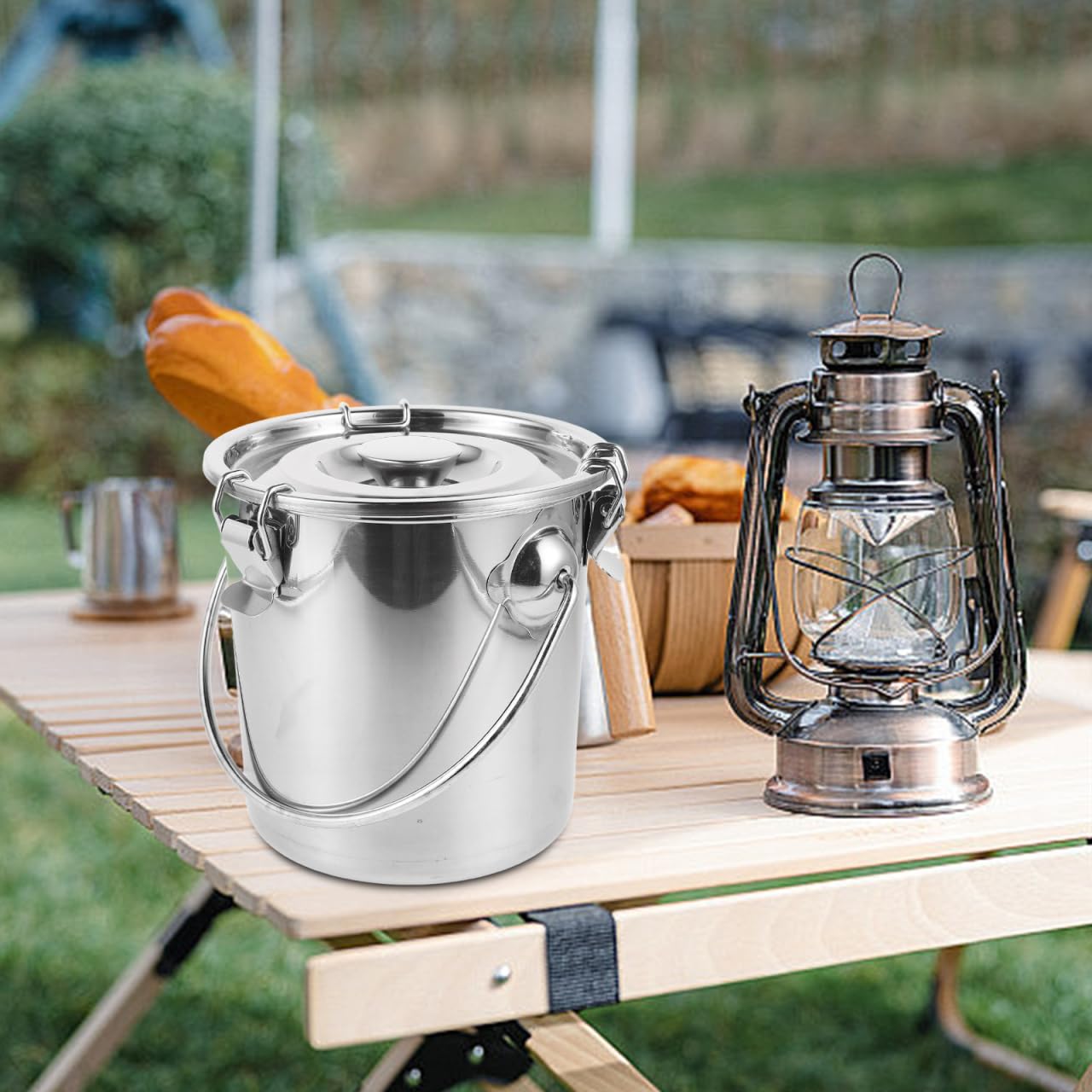 OUNONA Recipiente de almacenamiento sellado de acero inoxidable 3L con tapa segura Tarro de almacenamiento hermético para alimentos, café y almacenamiento doméstico