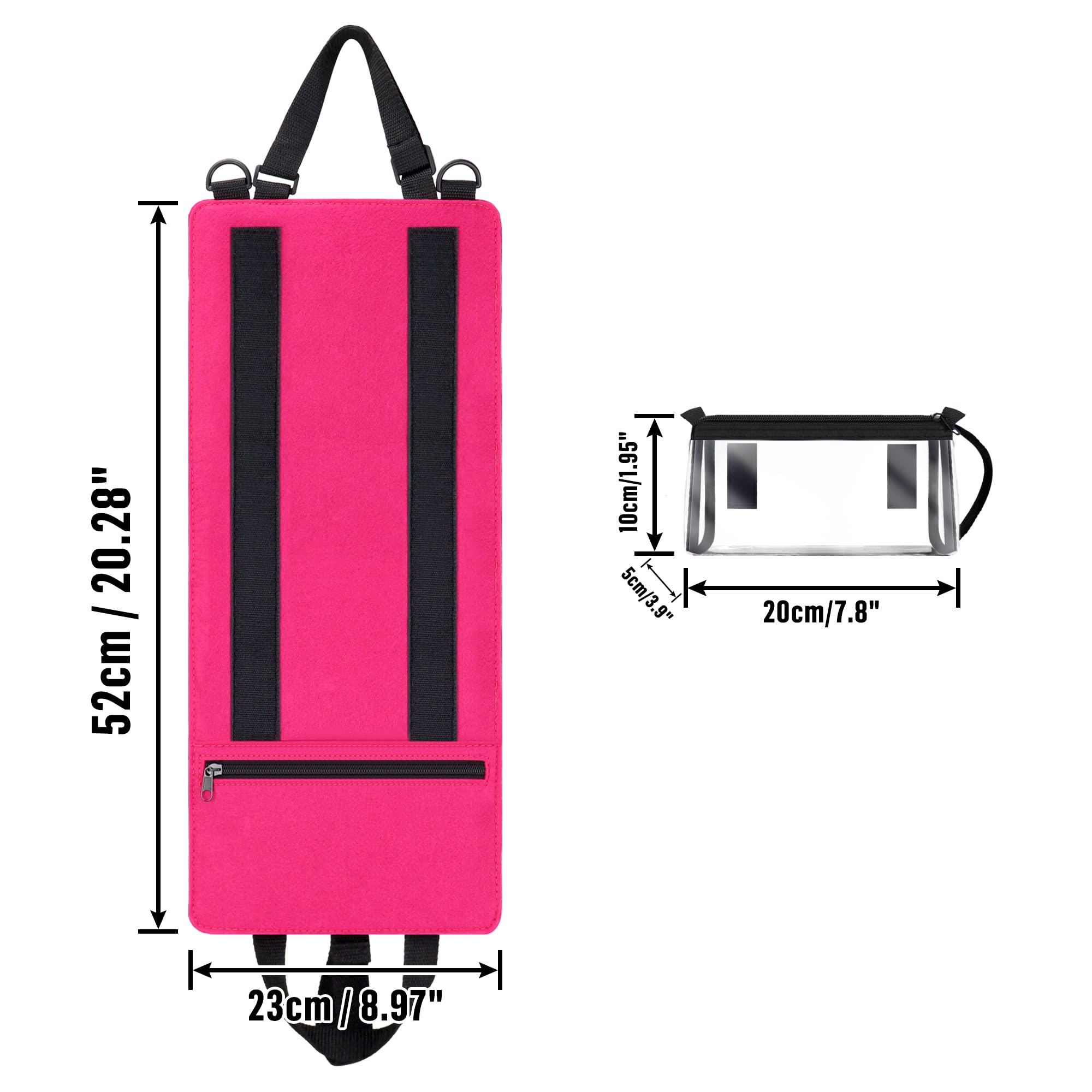 Sac de Transport pour Tonies Figurines, 4 Poches Amovibles, Feutre avec Feuilles Métalliques, Capacité 20 Figurines (Rose)