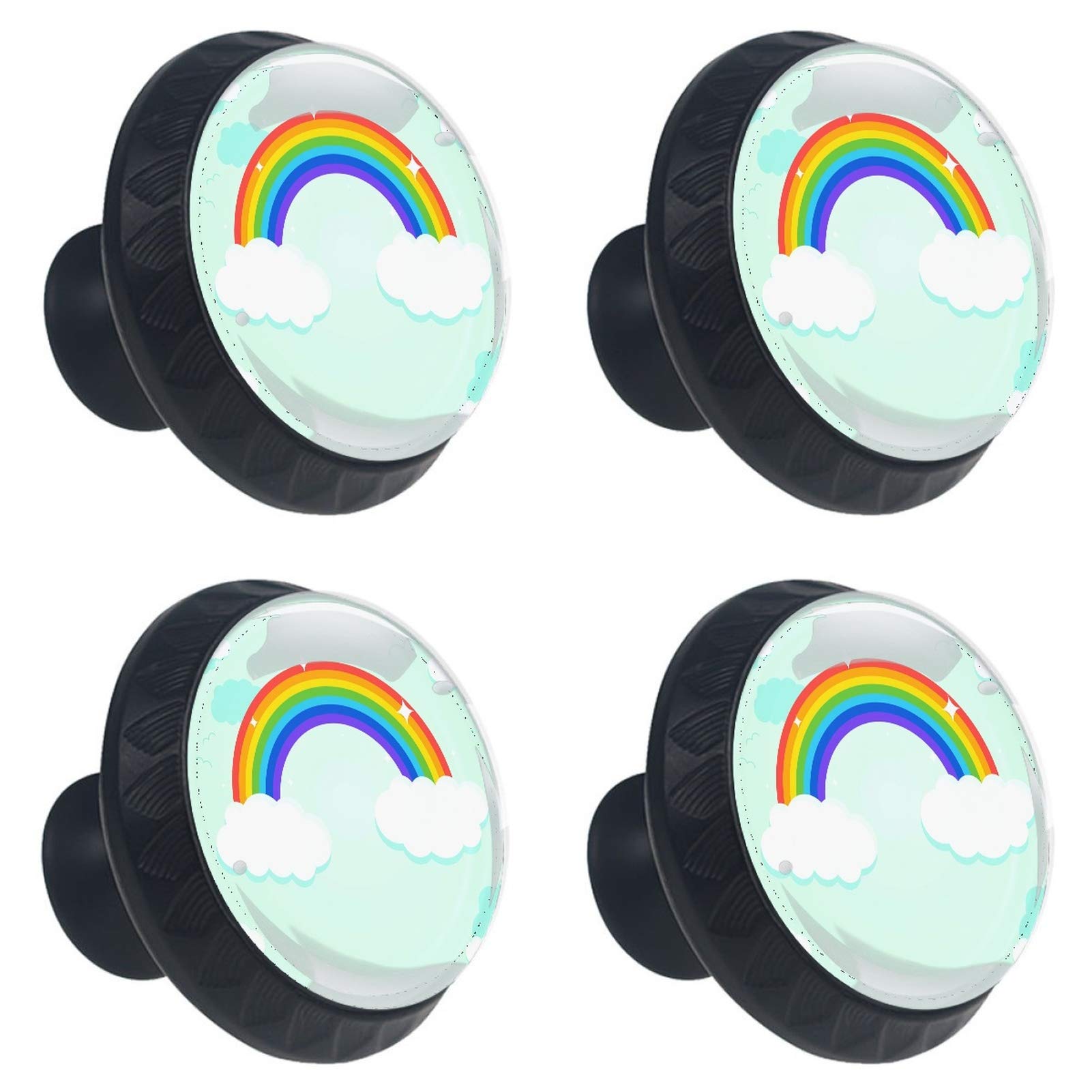 Boutons de meuble ronds en verre arc-en-ciel 30 mm par lot de 4 pour tiroirs