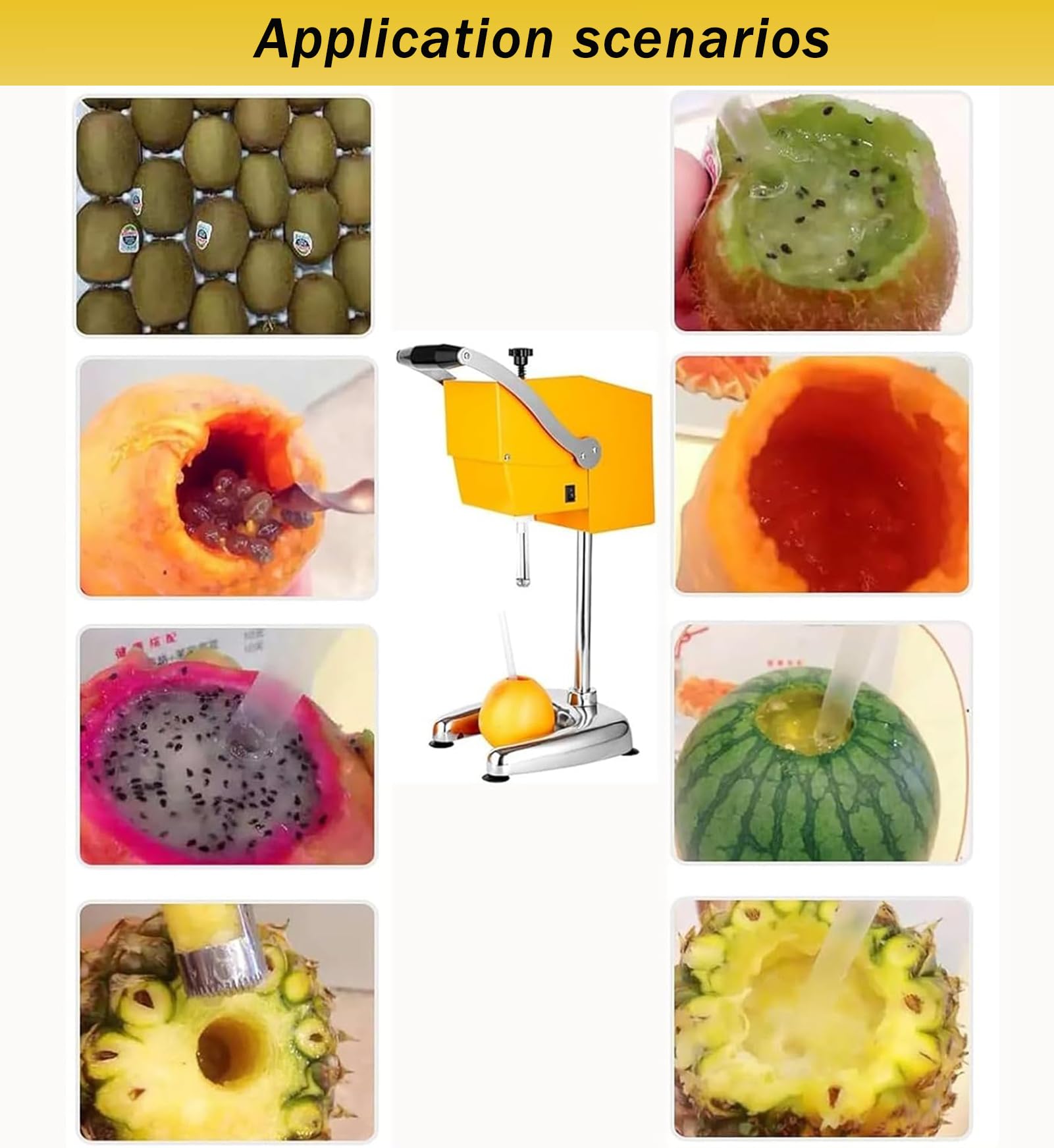 Spremiagrumi elettrico, compatto da banco per arance, ananas, anguria, facile da pulire, con corer e doppie lame, per cucine domestiche e bar
