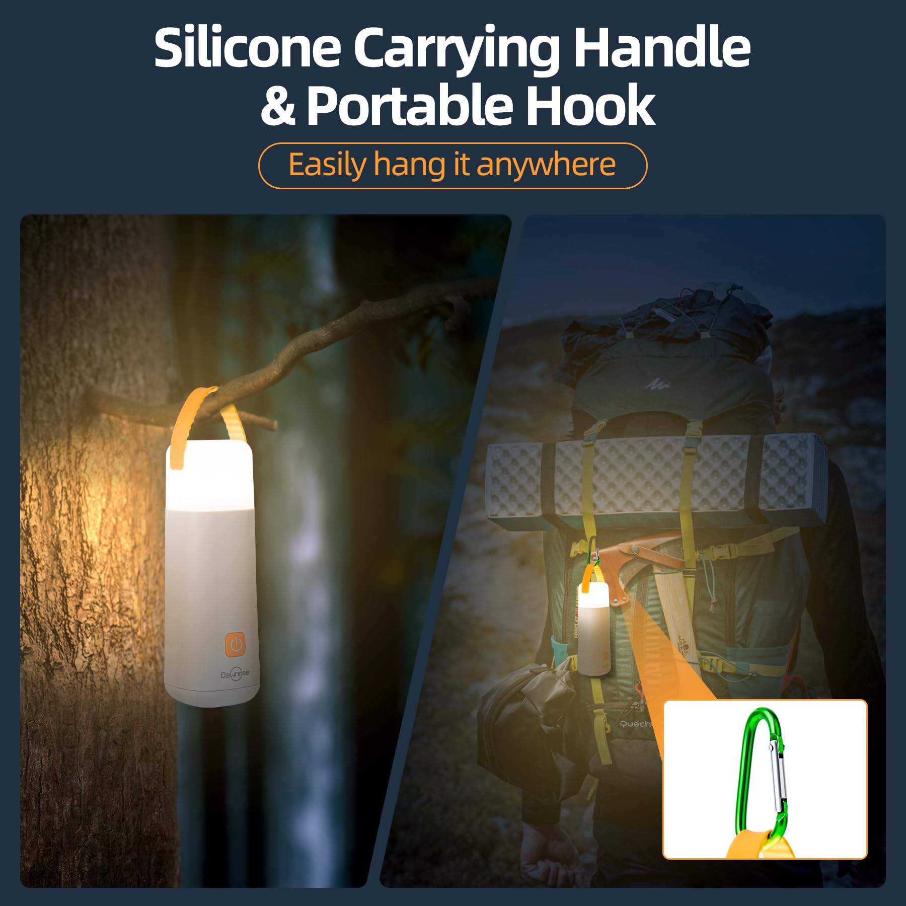 Dawnrise Lot de 2 lanternes de camping LED 350 lm, jusqu'à 350 heures de fonctionnement, 3200 mAh, 4 modes d'éclairage avec lumière rouge, lumière d'urgence portable pour panne de courant, camping,