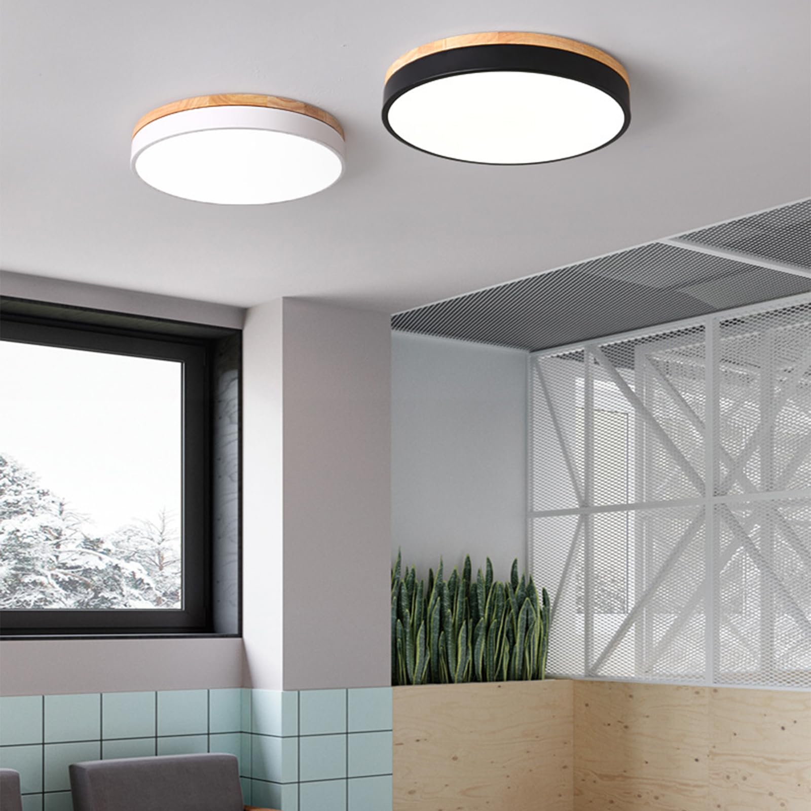 Macaron Rund LED Deckenleuchte, Modern Holz Deckenlampe Ultradünn Unterputz Deckenbeleuchtung Für Kinderzimmer, Wohnzimmer(Size:40CM,24W,Color:White,Stepless Dimming)