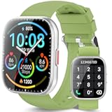 Smart Watch for Men Women Bluetooth Call, 1.85" HD Touch Screen Fitness Watch with Sleep Heart Rate Monitor, 112+ Sports Modes, IP68 Waterproof Activity Trackers for Android iOS, Light Green