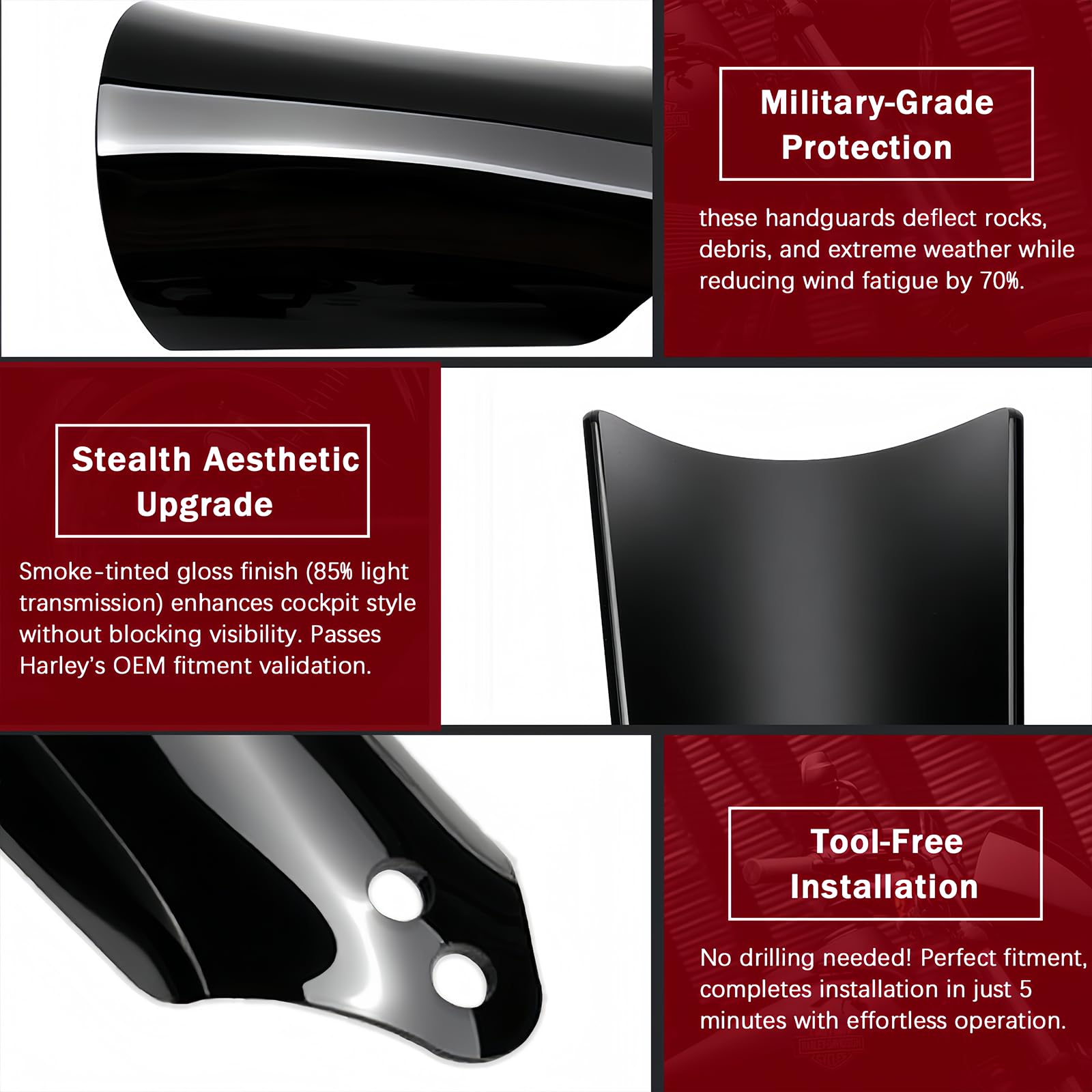 Protège-mains de moto pour Harley Touring Road Glide Electra Glide Road King Softail Sportster Dyna 1996-2025 | Accessoires de moto
