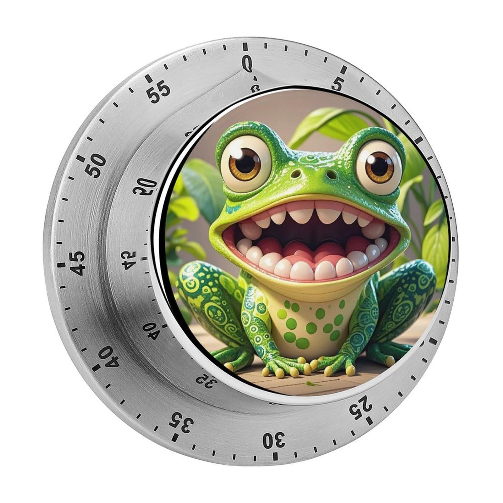 Frog with Mouth Open Cartoon Timer Fashion Visual Timers Wind Up 60 Minutes Desk Timers Stainless Steel Magnetic Timer Countdown Clock No Batteries Loud Alarm for Kitchen Chef Cooking