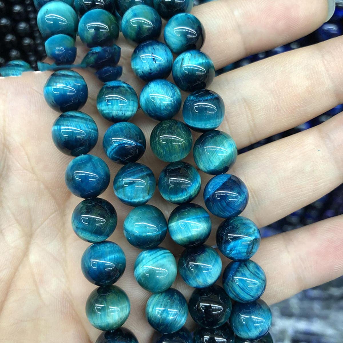 Naturalny kamień Perły niebieskie tygrysie oko okrągłe koraliki luzem 6 8 10 12mm Do tworzenia biżuterii DIY Charm bransoletka 15quot; -Amazonite, 14mm 27 do 28 sztuk