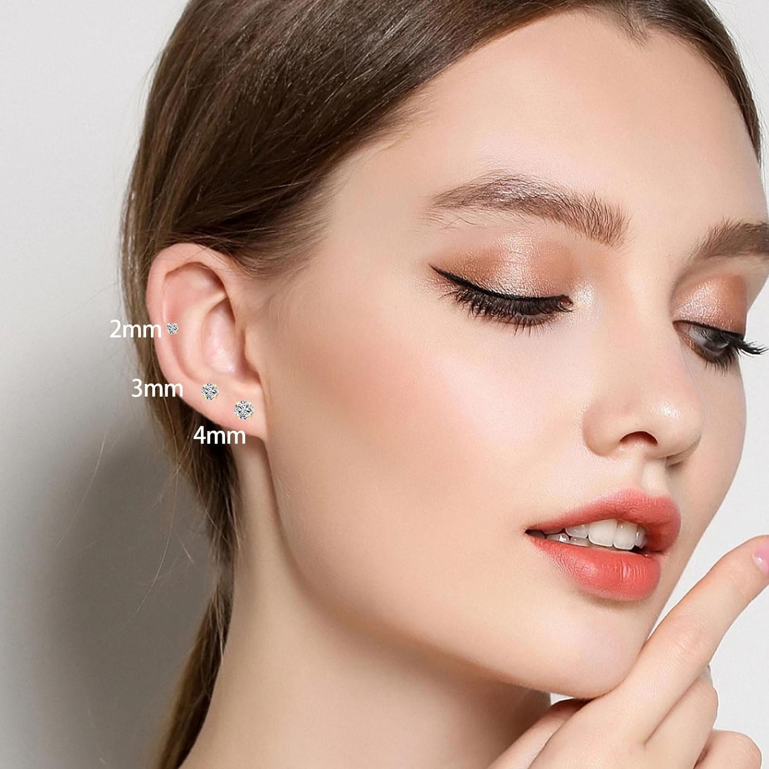 2/3/4mm Tiny CZ Flat Screw Back Stud Earrings for Unisex, Gold Screw on Flat Back Earrings, Helix Flatback Piercing Jewelry Gifts for Women Girls - Image 5