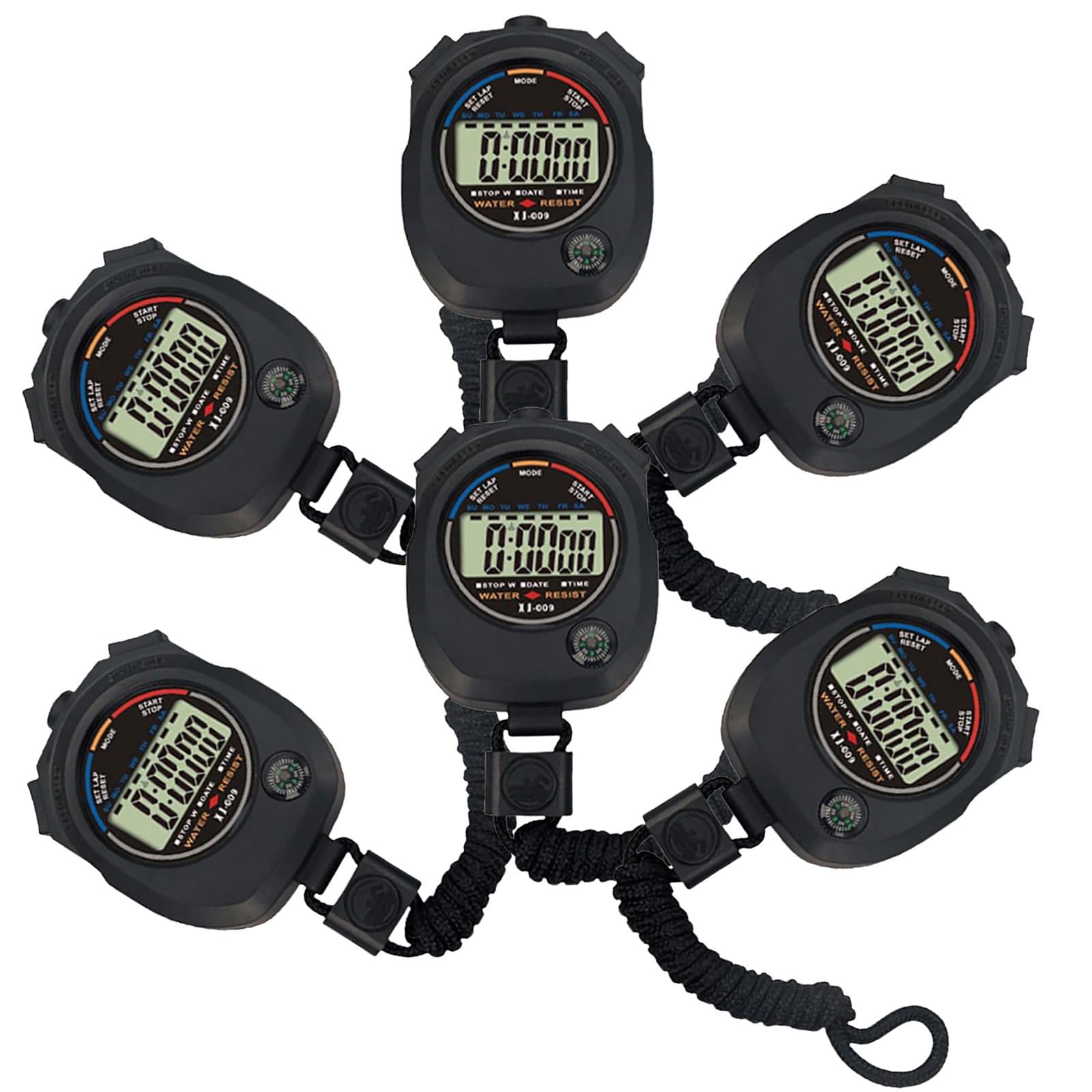 Cronometro Elettronico Zsd-009 Nero 6 Pezzi in Abs | Timer Sportivo Leggero e Pratico, Uso Semplice, Formato Tascabile per Allenamento e Gara