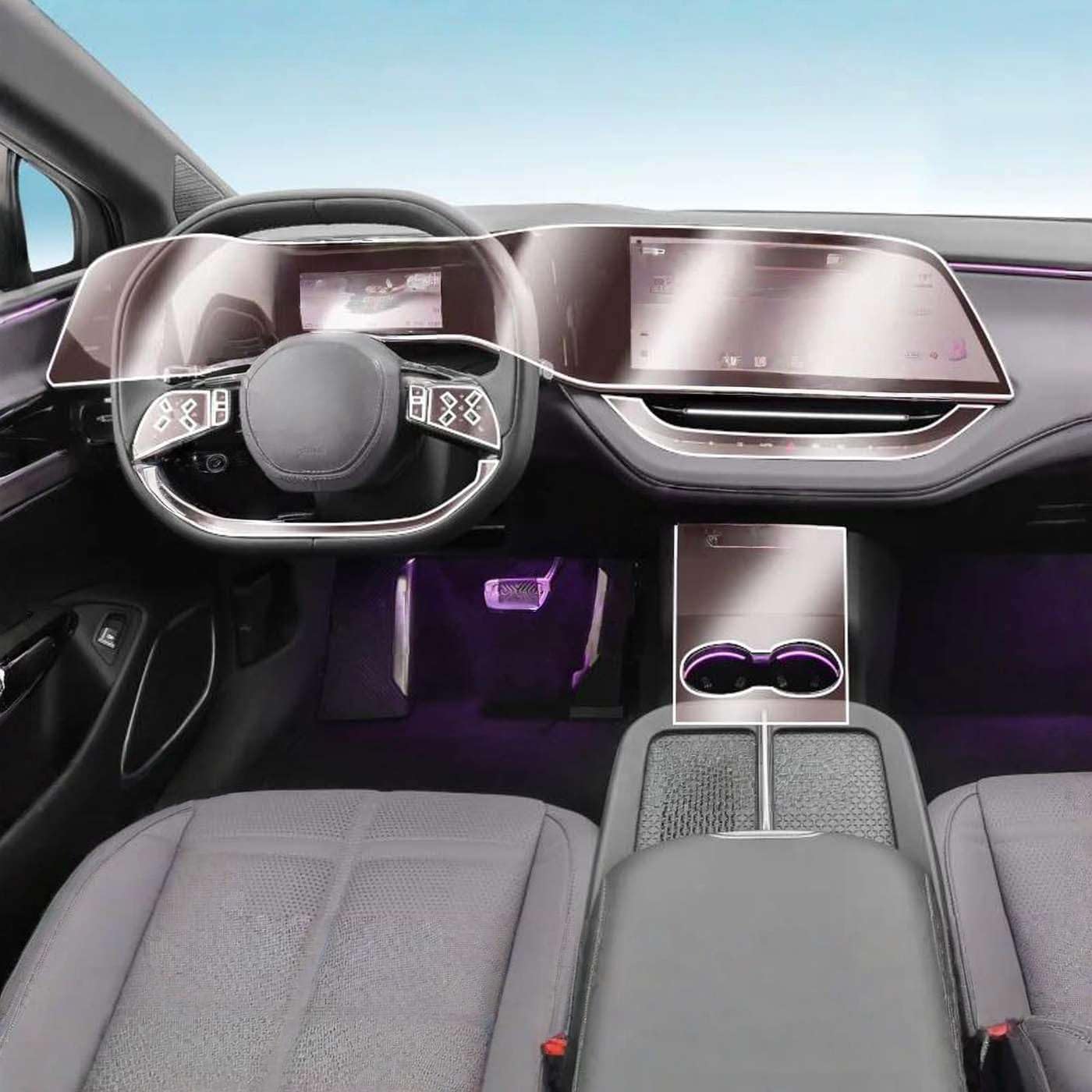 Car Interior Center Console Instrument Dashboard Protective Cover Film Anti-Scratch, for FAW HONGQI EH7 2025 Sticker Accessories