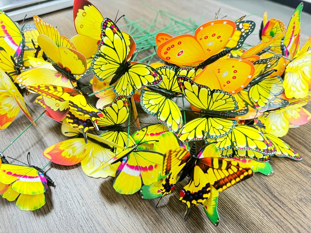 Farfalle Decorazioni 3D Per Giardino - 15 Pezzi Impermeabili Su Stelo Di Metallo, Per Aiuole E Vasi - Foto 4
