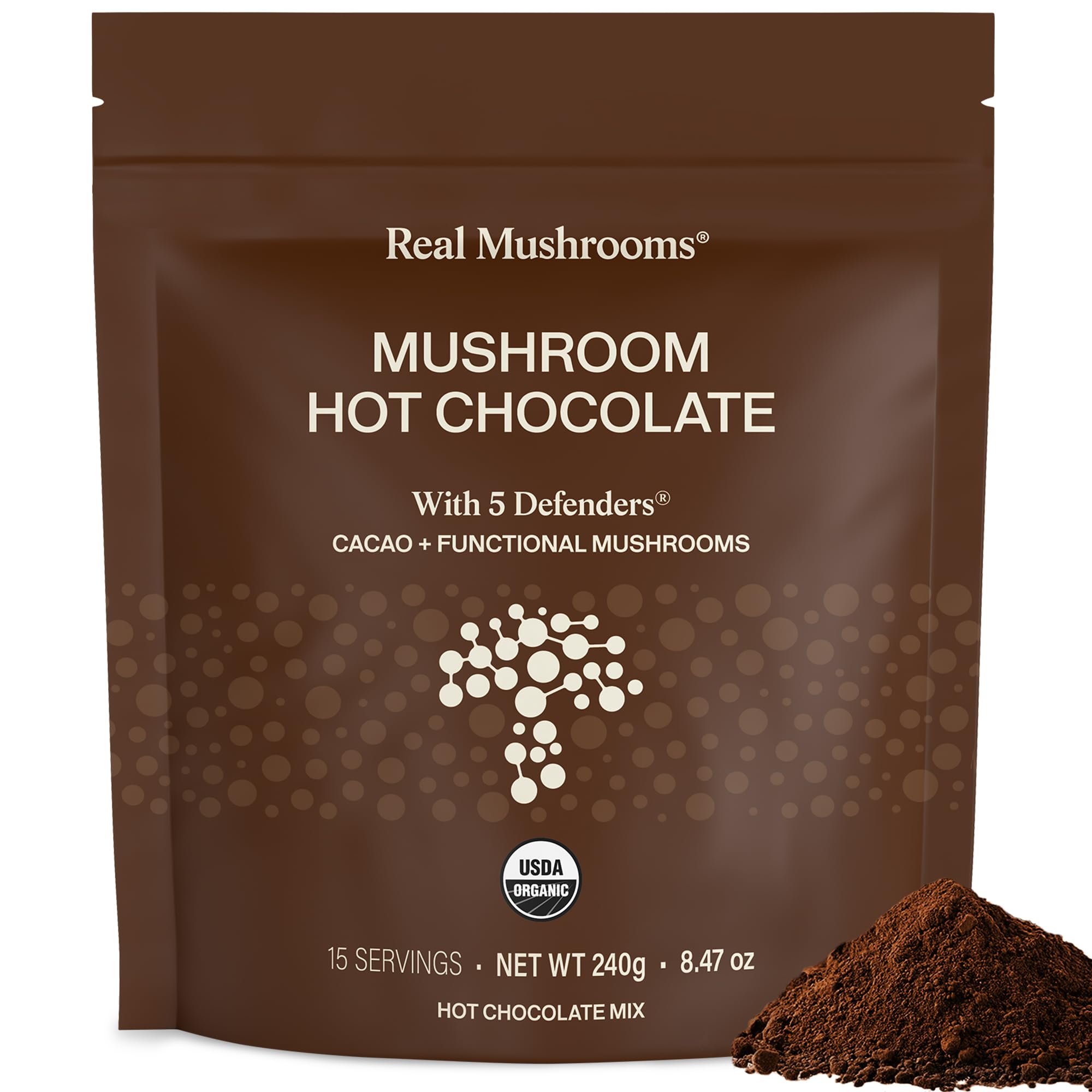 Real Mushrooms Organic Hot Chocolate Mix with 5 Defenders
