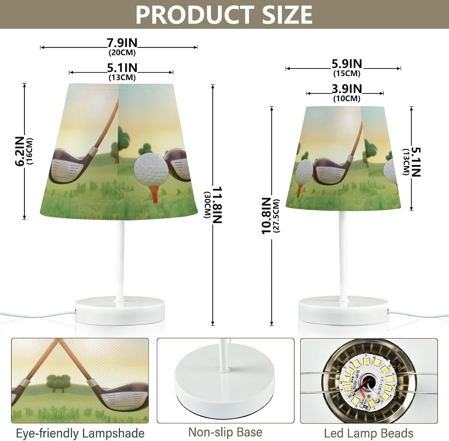 ALAZA Playing Golf Dimmable Table Lamp for Bedroom Desk lamp Bedside Night Lamp with USB Port,Large Lamps with Fabric Shade for Home Office Restaurant image 3