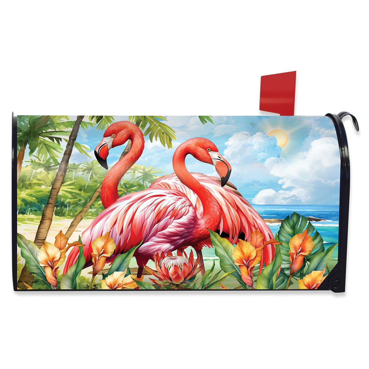 Briarwood Lane Summer Mailbox Cover - Standard Size - Flamingo Pair for Summer Mailbox Cover