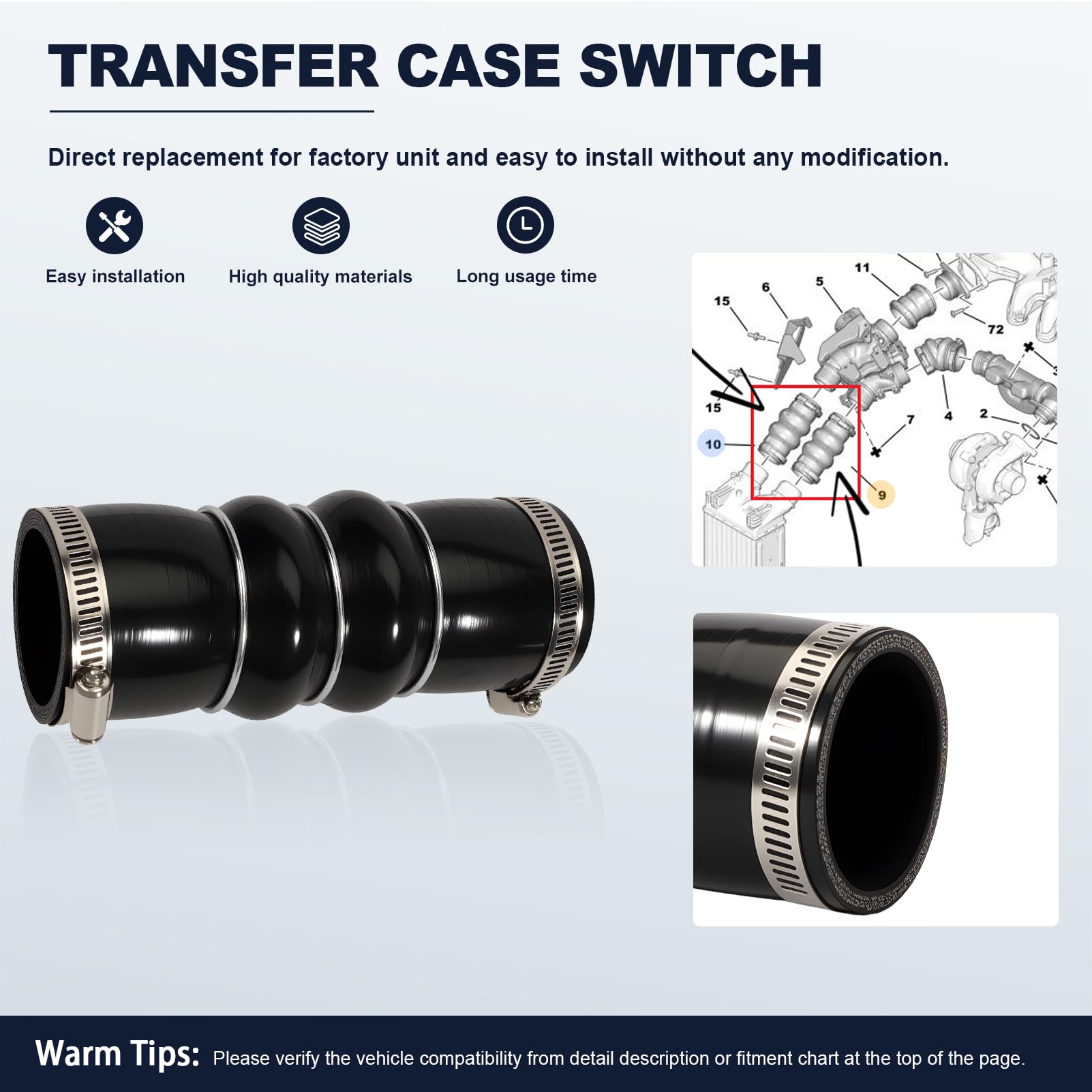Tubo Turbo 1.6 HDi Per Peugeot E Citroën, Sostituisce 1434E1 9687883680, Compatibile Con C2 C3 C4 C5 206 207 307 308 407