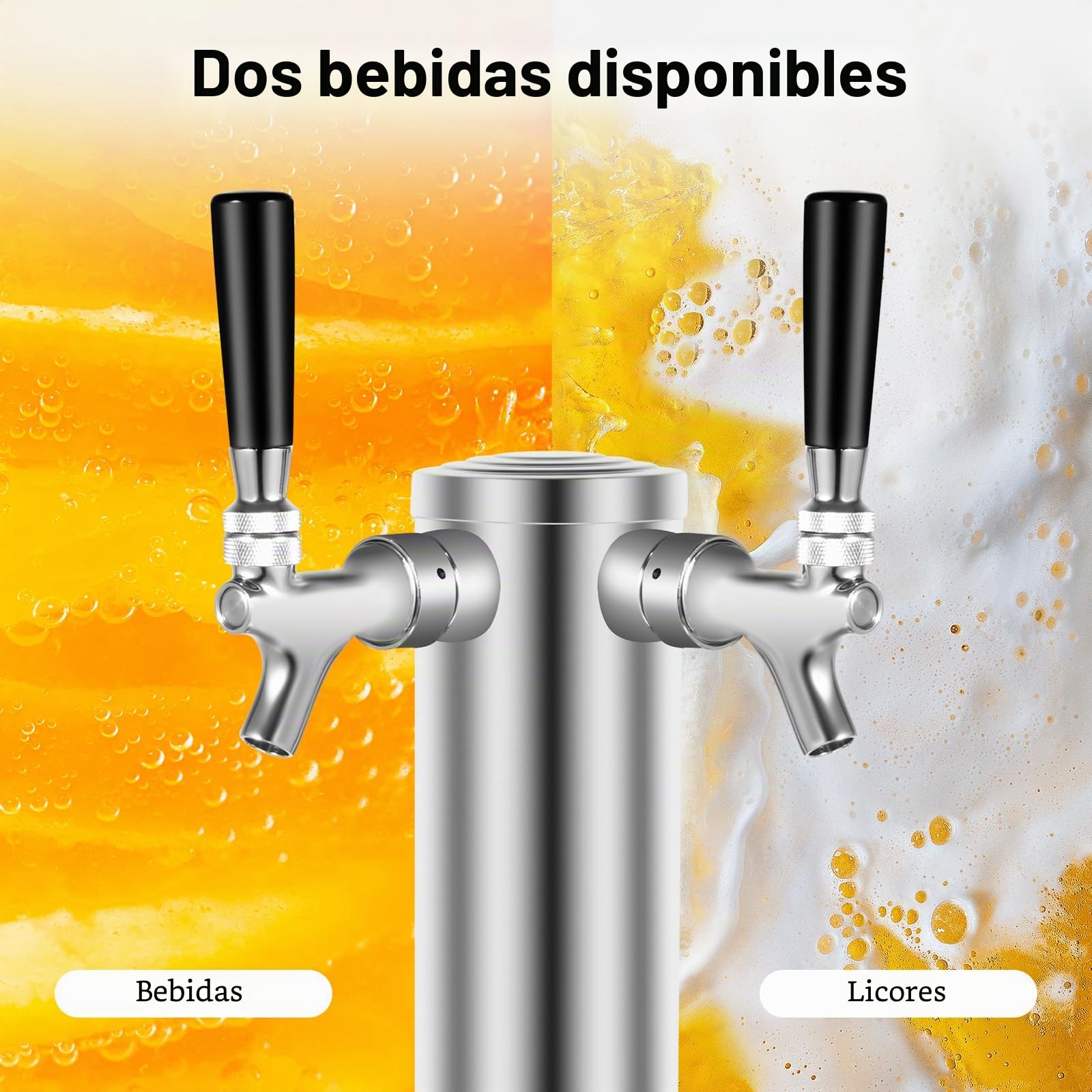 Sistema de grifo de cerveza con 2 grifos y bandeja de goteo, dispensador de bebidas de acero inoxidable para bares, apartamentos y hoteles