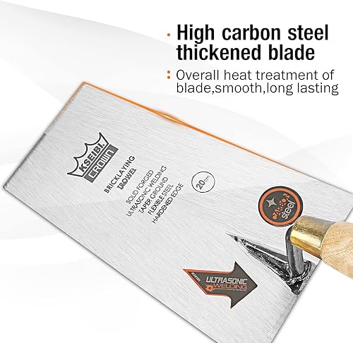 Miniatura 3 de KSEIBI 281350 Paleta de ladrillo de cubo estrecho con mango de madera, punta cuadrada, paleta de albañilería (7 pulgadas-7.087 in)