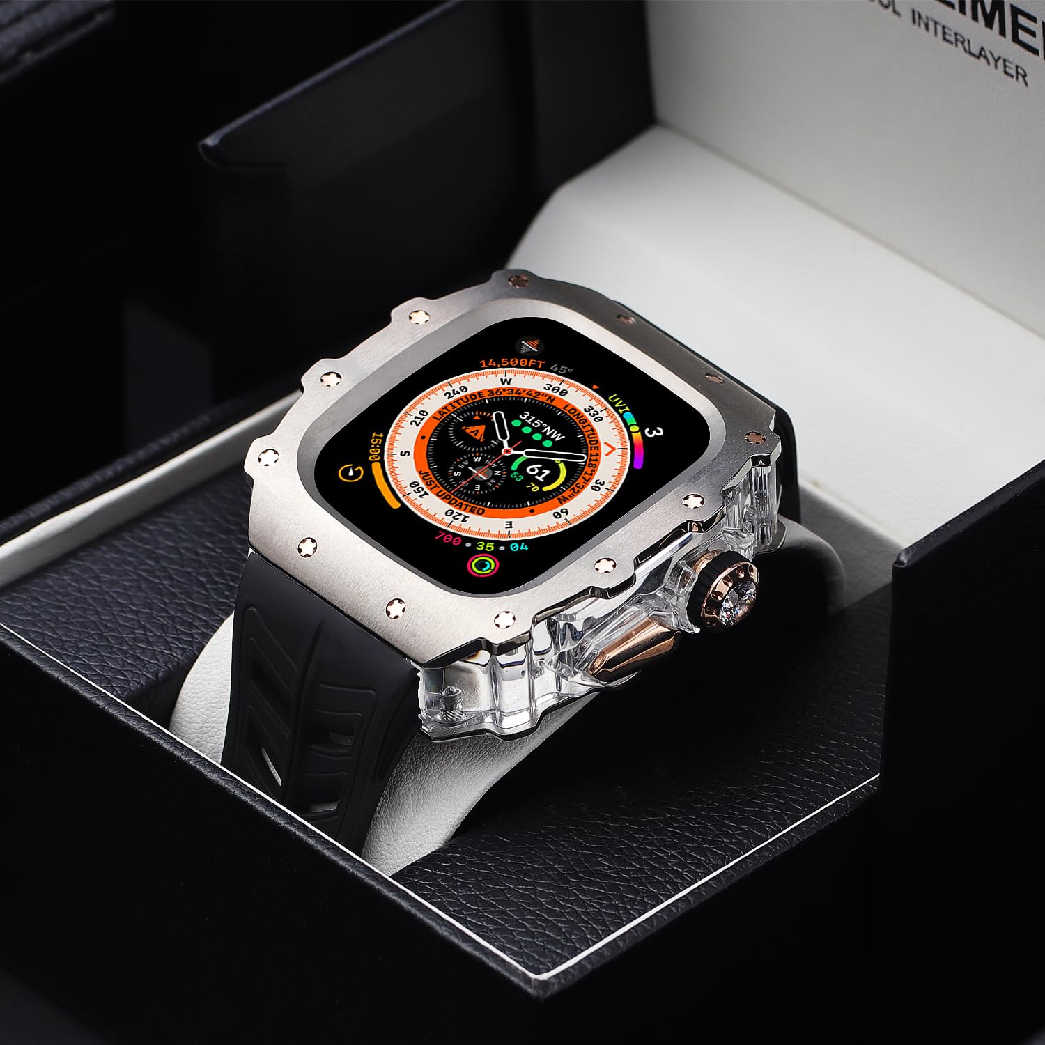 Amazon | Apple Watch Ultra 2 49 mmフッ素ゴムバンドのチタンケース 