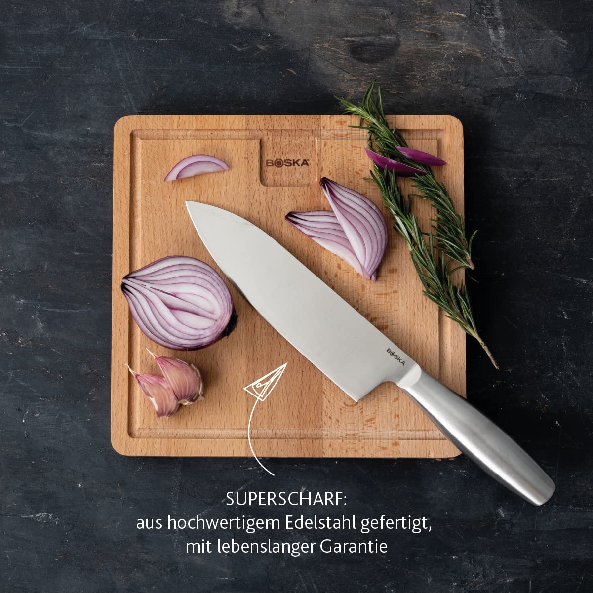 BOSKA Küchenmesser set Copenhagen 5-teilig - Kochmesser - Messerset - Inkl. Brotmesser - Scharfes Küchenmesser - Edelstahl - Messer - Spülmaschinenfest