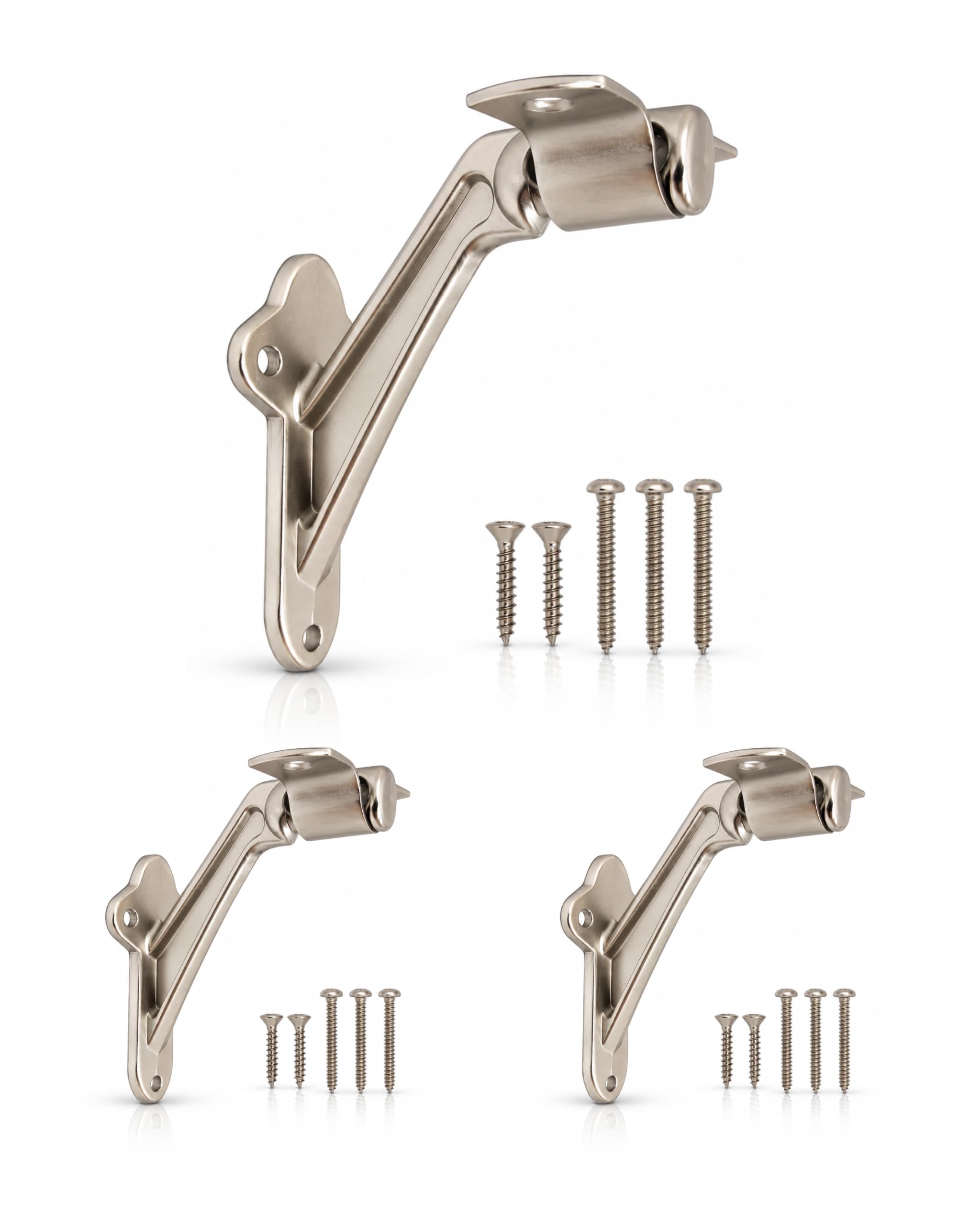 Commercial Grade Handrail Bracket Wall Mounted Satin Nickel, 3 Pack | HOWTOOL
