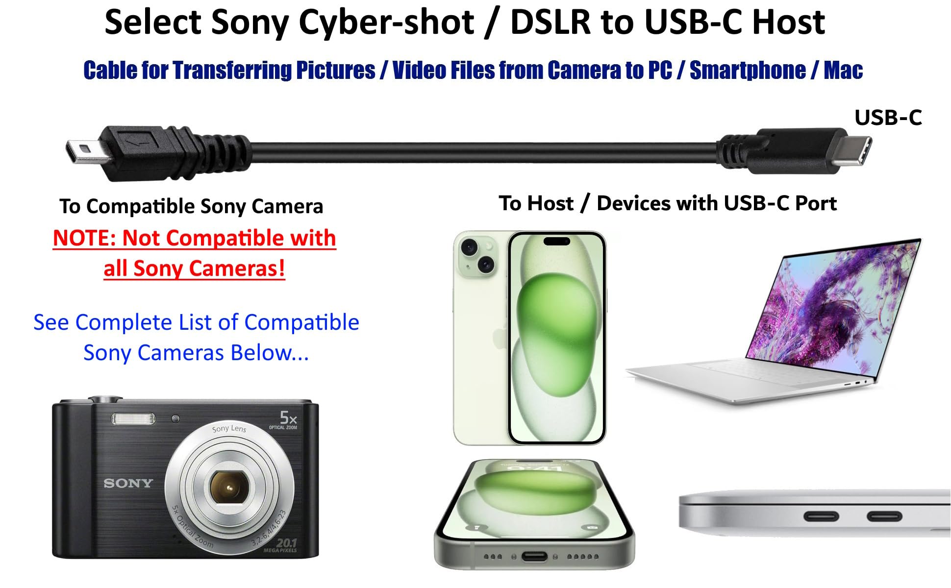 Cavo USB Per Fotocamera Sony E Nikon – Trasferimento Dati E Ricarica (1,5m)