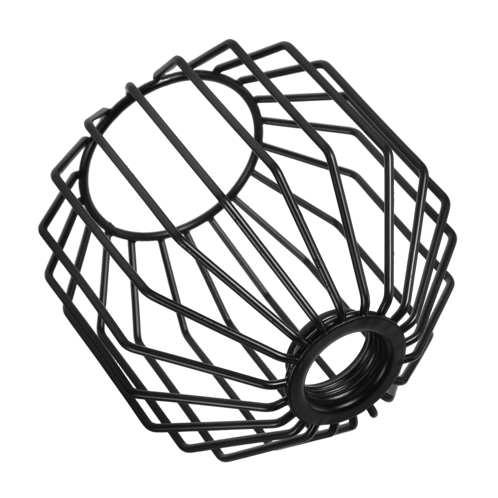 ABOOFAN Wrought Iron Birdcage Chandelier Handicraft Lampshade Shell Lampshade Thermal Stand Anti-Clogging Filter Universal Labels Mesh Downspouts Vintage Decor Light Bulb Cage Guard Black