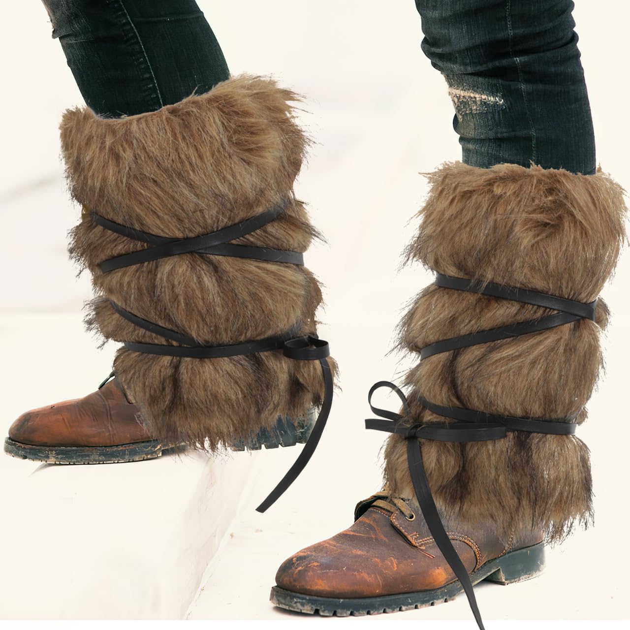 BESPORTBLE Ghette vichinghe con cinghie elastiche accessorio unisex per cosplay Halloween e feste medievali copri gambe