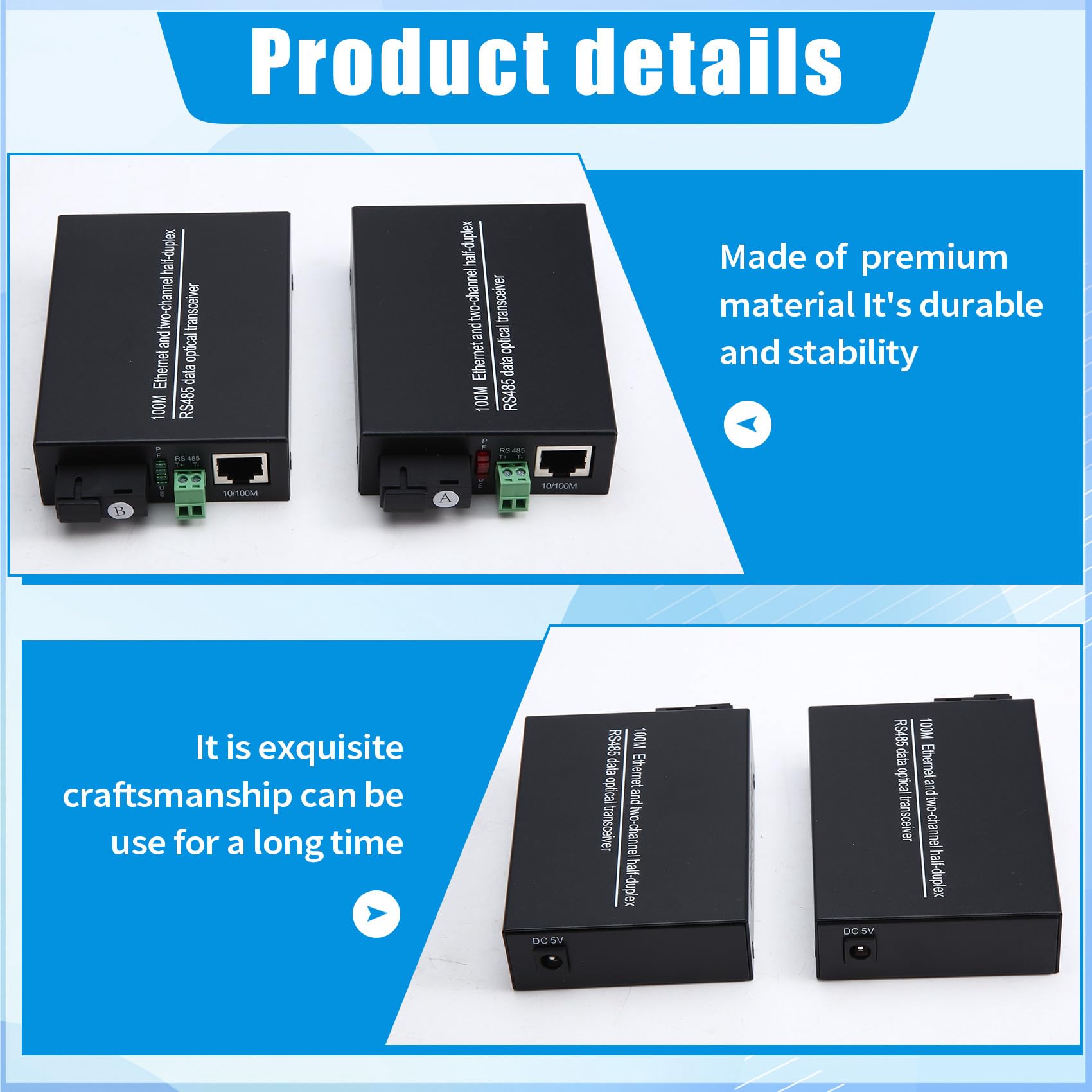 Convertisseur RS485 sur Fibre SC pour Fibre RJ45 Connecteur