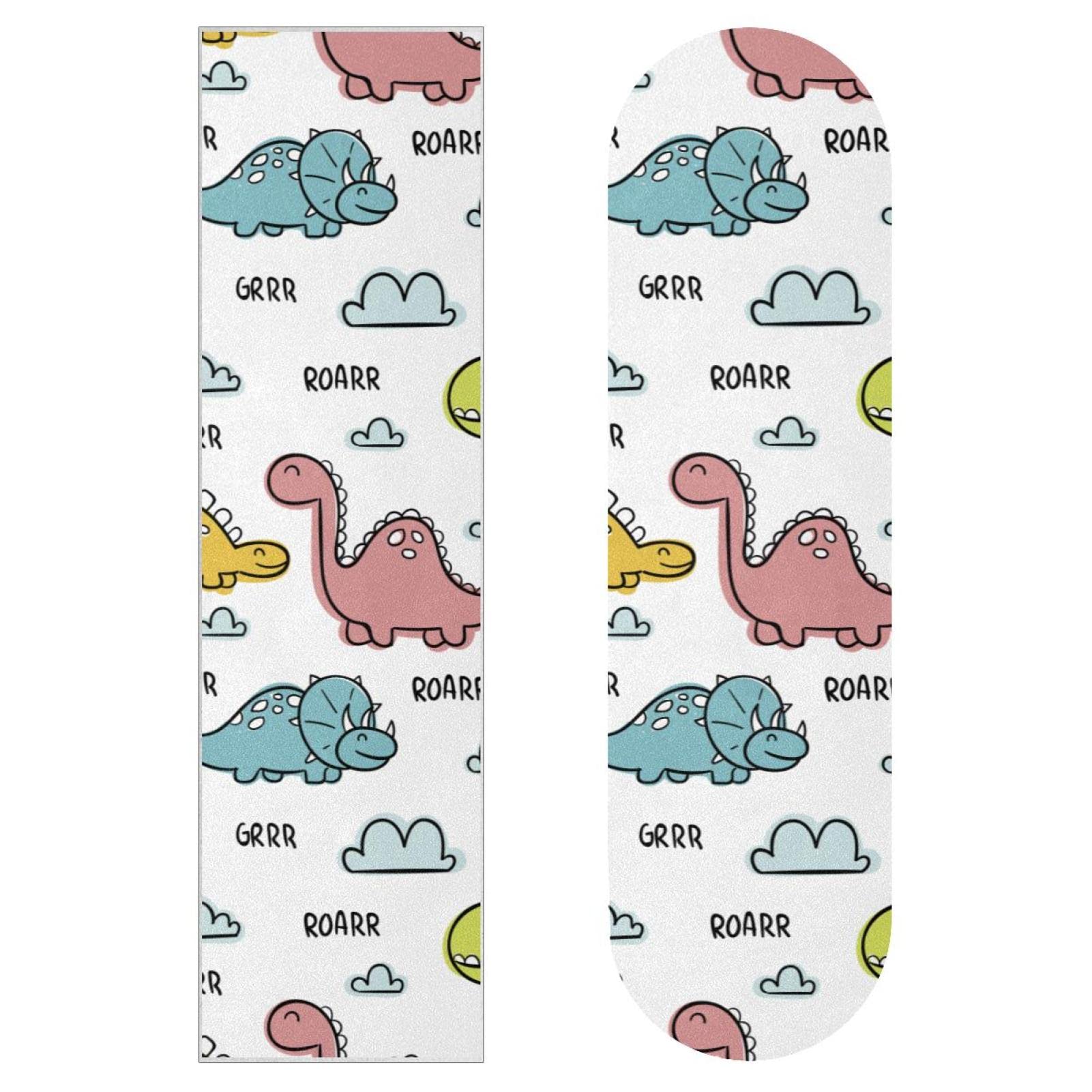 Dinasaur Lot de 2 feuilles de papier abrasif pour planche de skateboard et longboard