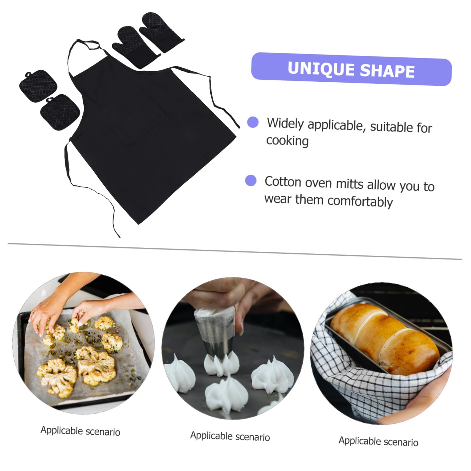 COLLBATH Guanti Da Forno Resistenti Al Calore Presine Sottopentole e Grembiuli Da Cucina Per Cucinare Barbecue e Microonde Antiscivolo e Sicuri Per Famiglia