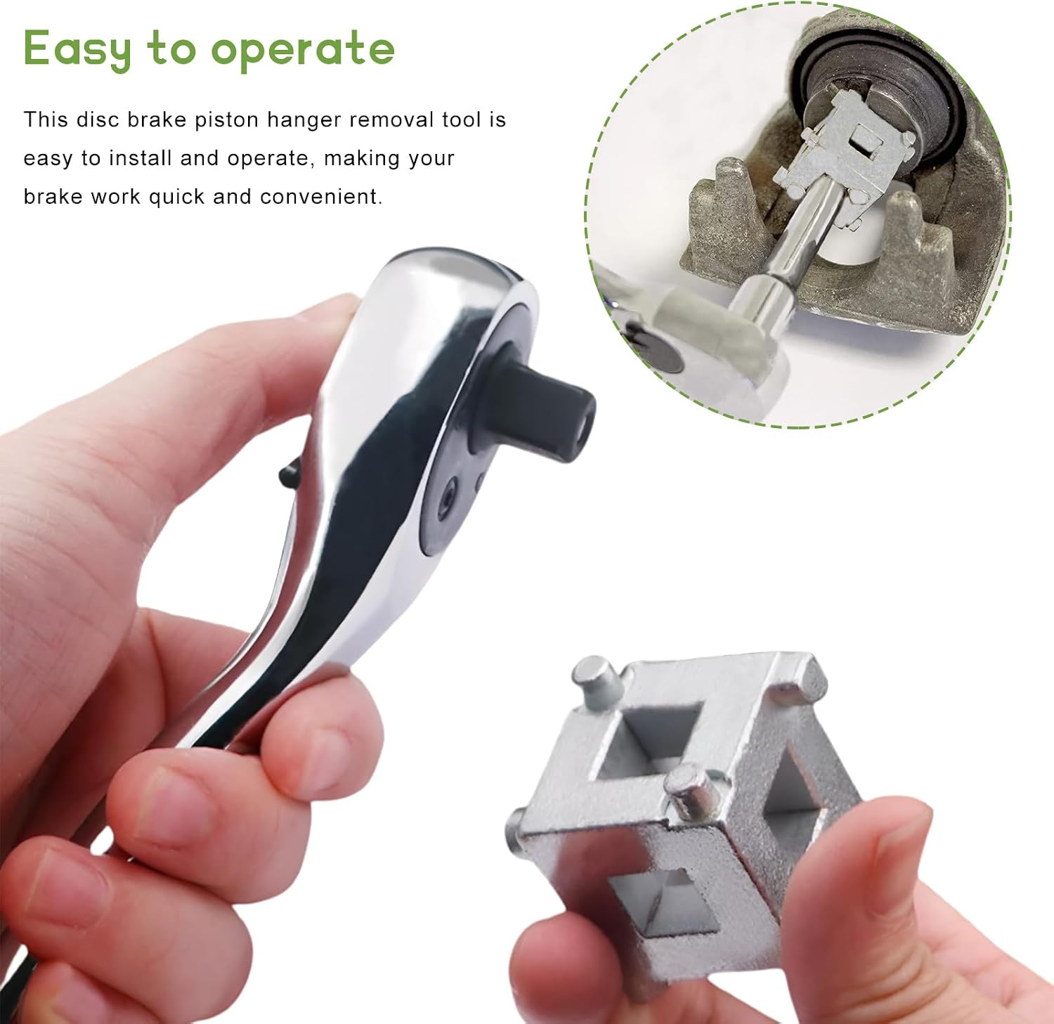 3/8" Disc Brake Piston Caliper Wind Back Cube Tool, Stainless Steel Brake Caliper Compression Cube Tool, Vehicle Disc Brake Piston Back Tools Fits 3/8" Square Driver