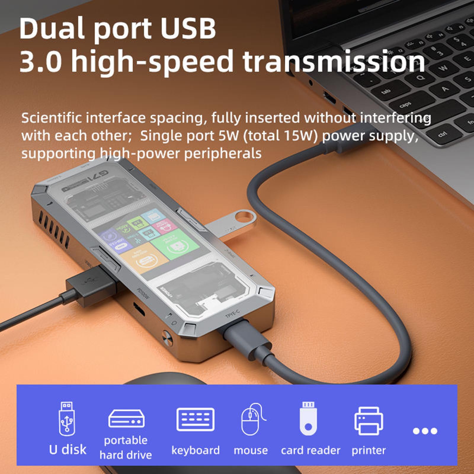 Docking station USB C Adattatore multiporta PD100W Ricarica multipla Dock da 3,5 mm per Notebook Laptop C Docking