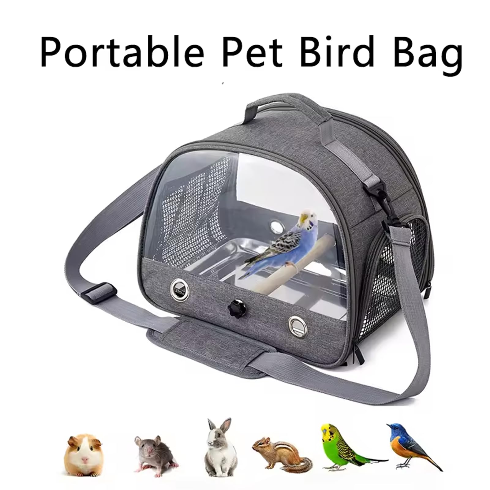 Vogel Tragetasche, Vogel-Tragetasche mit Stehstange und Edelstahl Tablett, 12.99 * 9.44 * 10.23in zusammenklappbar,für kleine Vögel, Papageien-Reisetasche, Kleintiere Reisen (Stil 1)