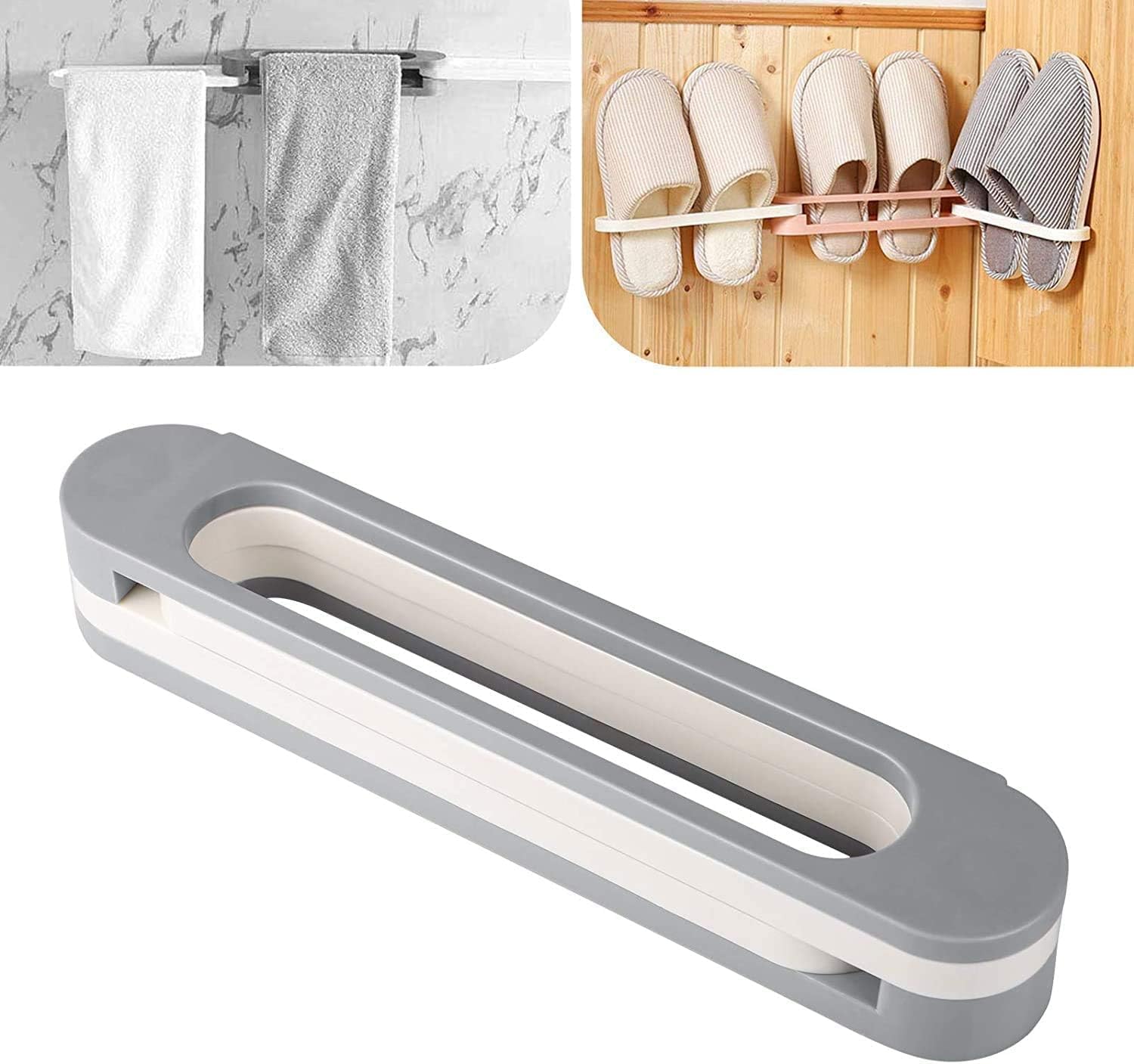 BEHAHAI Plastic Wall Mounted Folding Slippers Rack Shoes Stand Mounted Slippers Storage Organize Shoes Rack Hanging Shelf Towel Racks Holder Shoes Organizer (Pack of 1)-image-22