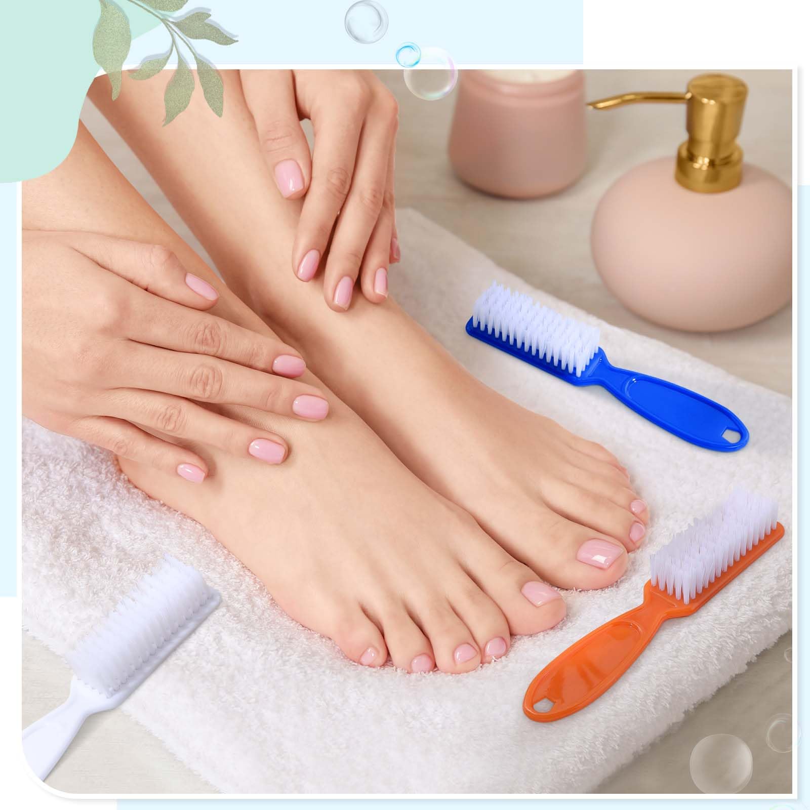 Patelai 200 cepillos de uñas con mango para pedicura a granel para pies, dedos de los pies y limpieza de uñas (6 colores)