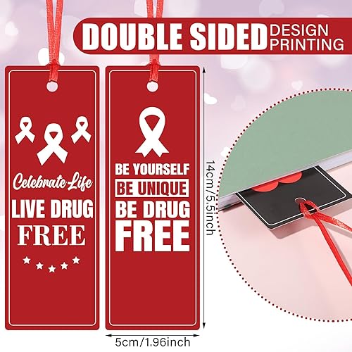 Miniatura 2 de Qilery Marcadores de cinta roja sin drogas de la semana de cinta roja, marcadores de concientización de la semana con cinta roja, suministros de