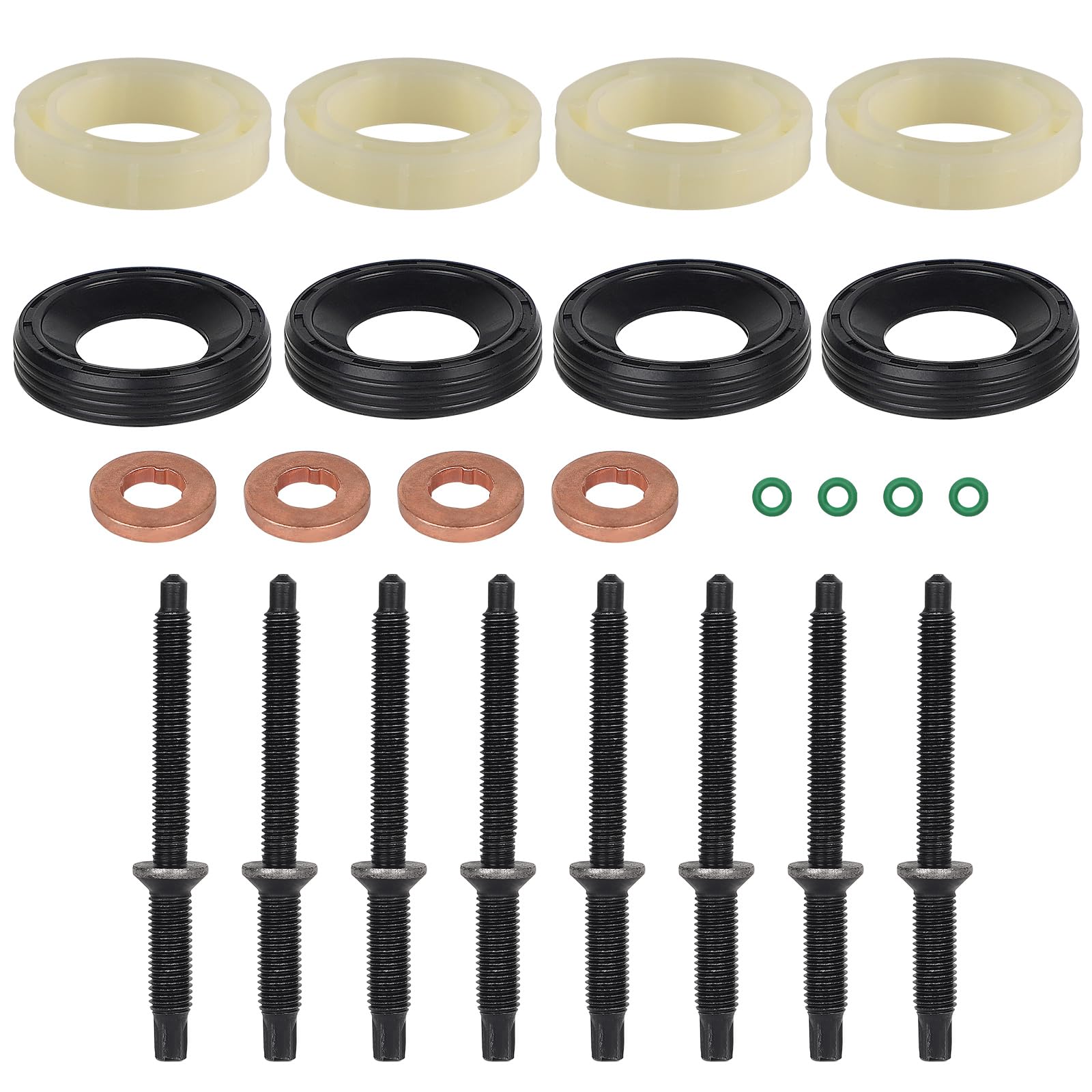 EFUTURETIME 1.6 HDI Diesel Iniettore Set di Guarnizioni con 8 Viti, Iniettori O-Ring Kit 198185 198299 1982A0 Compatibile con Citroen, Peugeot