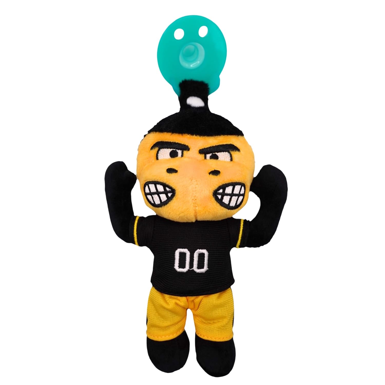 Gamezies Baby Boy and Girl Silicone Pacifier with College Mascot Stuffed Toy Plush, Collegiately Licensed, Herky The Hawk, University of Iowa