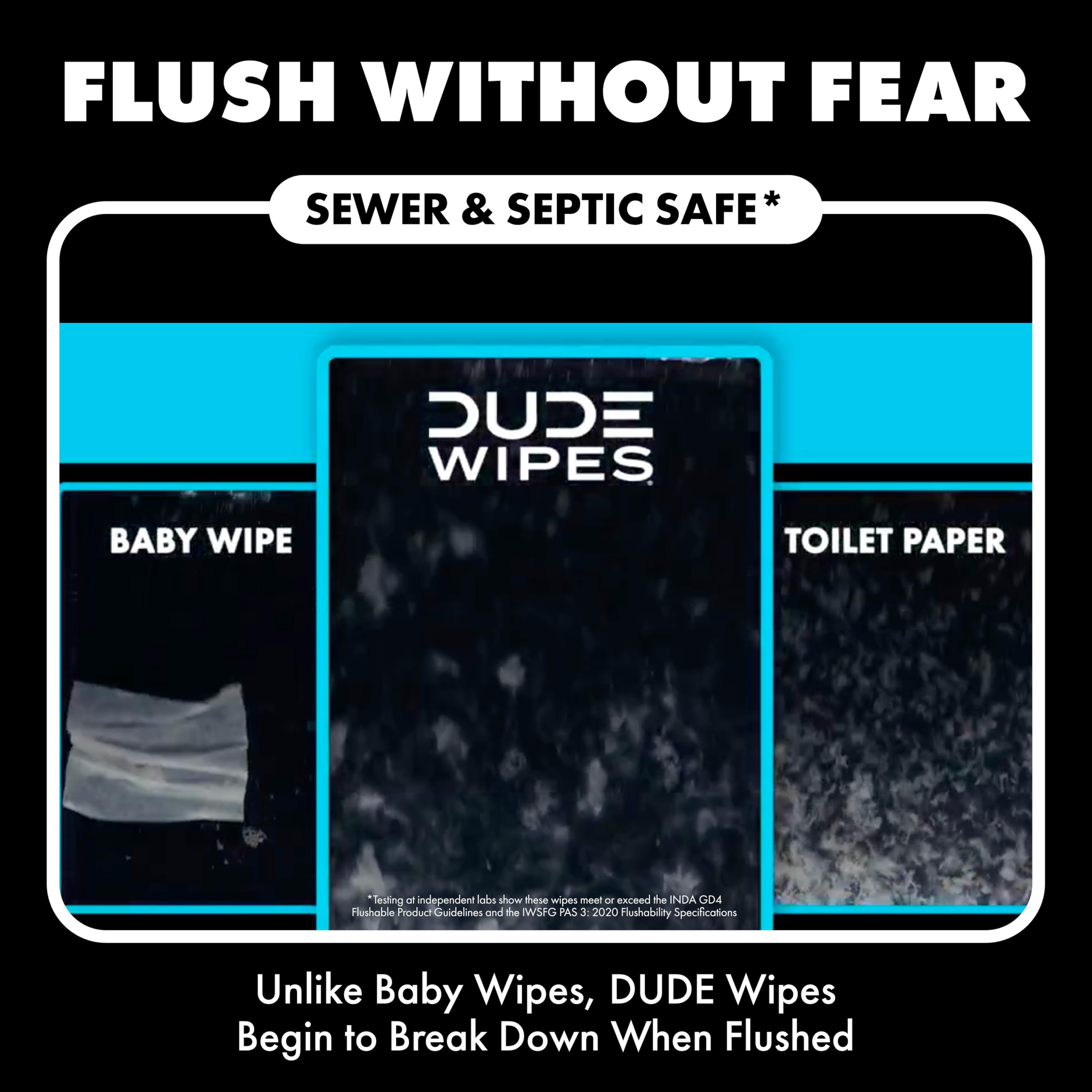 DUDE Wipes - Flushable Wipes for Adults - 6 Pack, 288 Count - Odor Destroyer XL - Deodorizing with Clean Scent - Up to 24 Hours of Odor-Destroying Technology