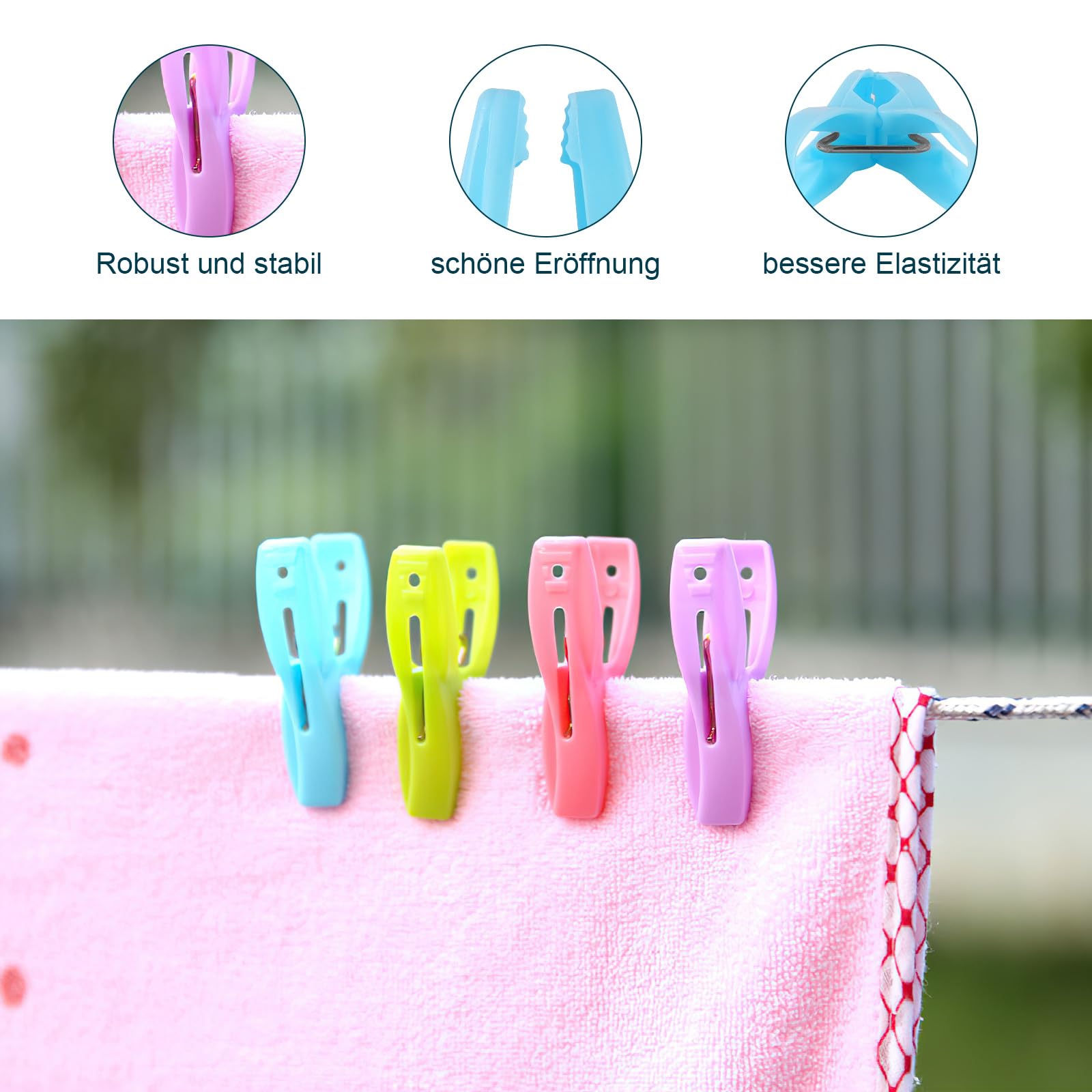 30 Farbige Wäscheklammern Aus PVC-beschichtetem Stahl – Wasserfest, Rostfrei, 5,1 Cm, Für Wäsche, Lebensmittel, Büro