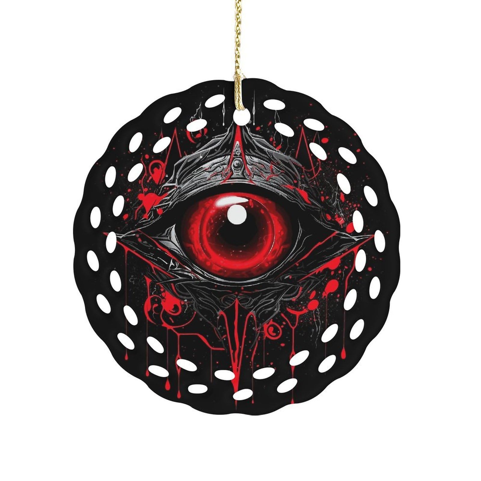 Fodpand Women's Style Eye Of Hell Ceramic Ornament For Home Decor 3.2" Round Tree Decoration Christmas Ornaments For Men Double-Sided Design