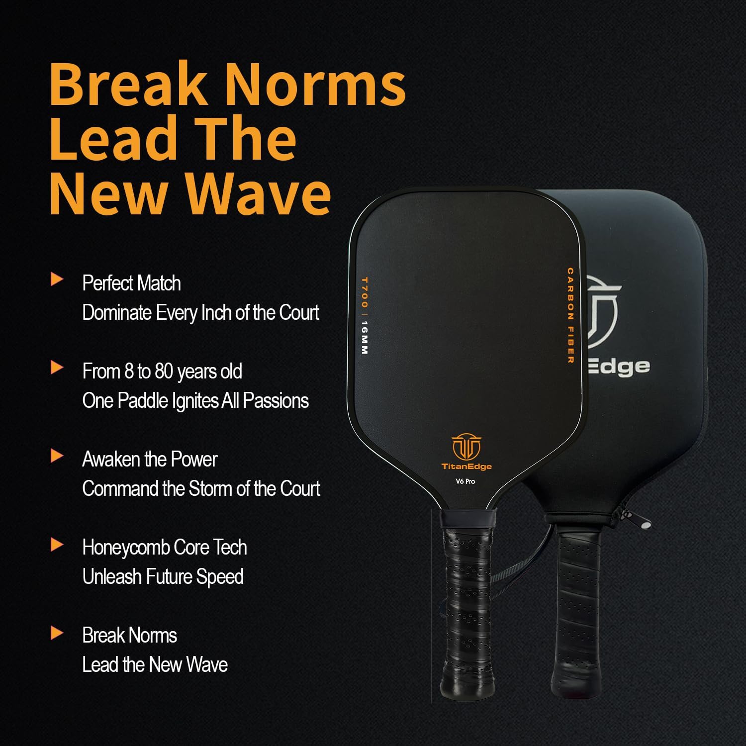 Pickleball Paddle,T700 Carbon Fiber, 16mm Polypropylene Core, Unibody Design,Lightweight Pickle Ball Paddles,Durable Pickleball Racket for All Levels