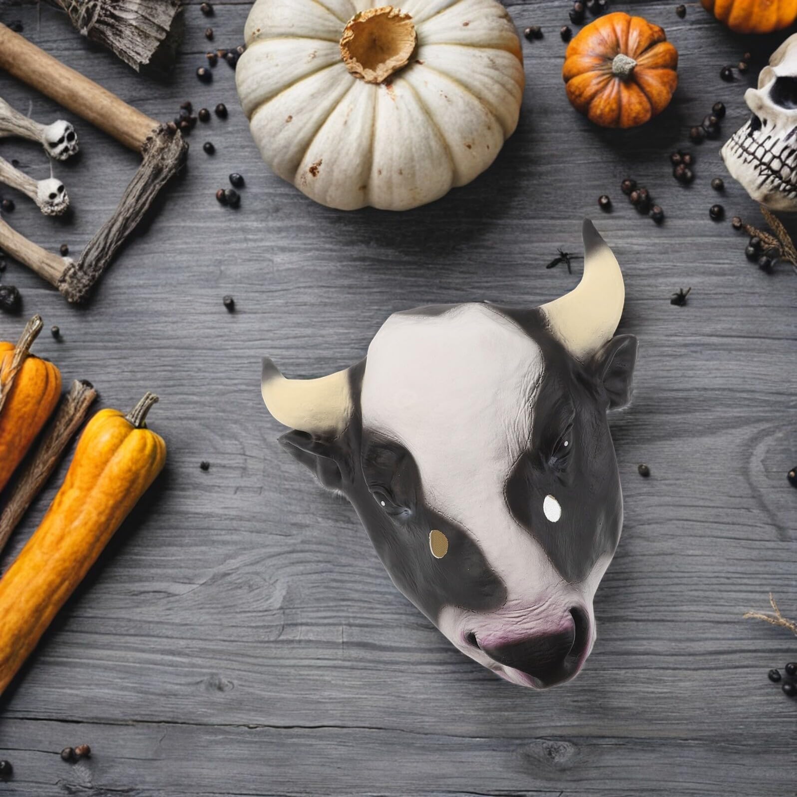 ibasenice Máscara Cabeza Látex Vaca Realista para Adultos Ligera y Duradera Accesorio Disfraces Carnaval y Fiesta Halloween Máscara Animales para Cosplay y Eventos