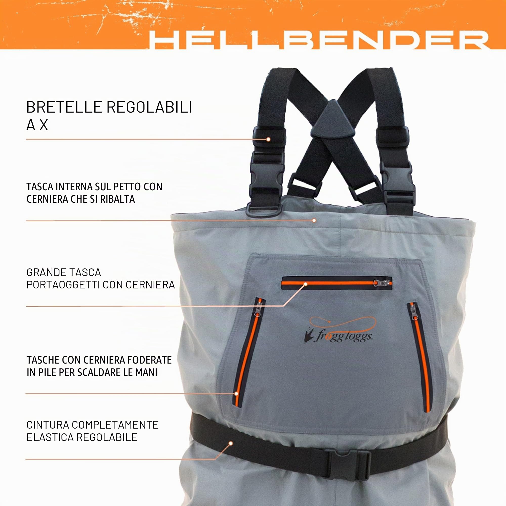 Frogg Toggs Hellbender Angel-Wathose mit Sockenfuß, traspiranti, impermeabili