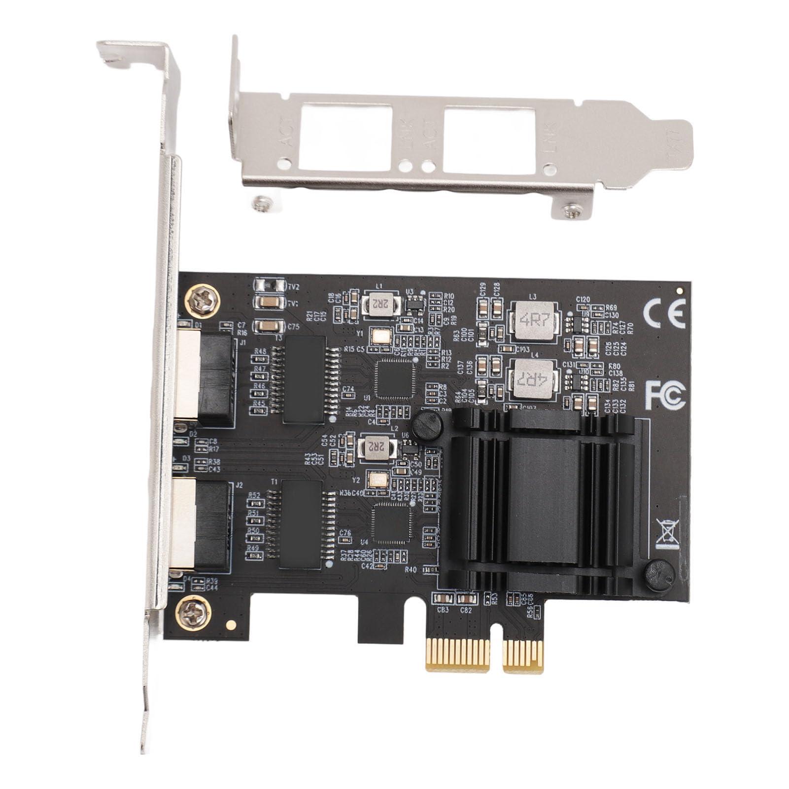 Karta Sieciowa PCI Express, 2,5G, 1000 Mb/s, 100 Mb/s RJ45 Dwuportowa Karta Sieciowa Gigabit Ethernet, Układ RTL8125, Automatyczne Wykrywanie Zasilania, dla Systemu