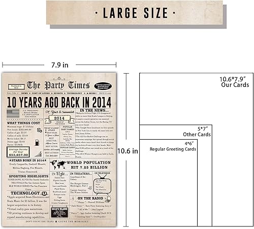 Miniatura 2 de Ziwenhu Tarjeta grande de cumpleaños número 10 para hija e hijo, regalos de feliz cumpleaños de 10 años para niñas y niños, decoraciones de regalo