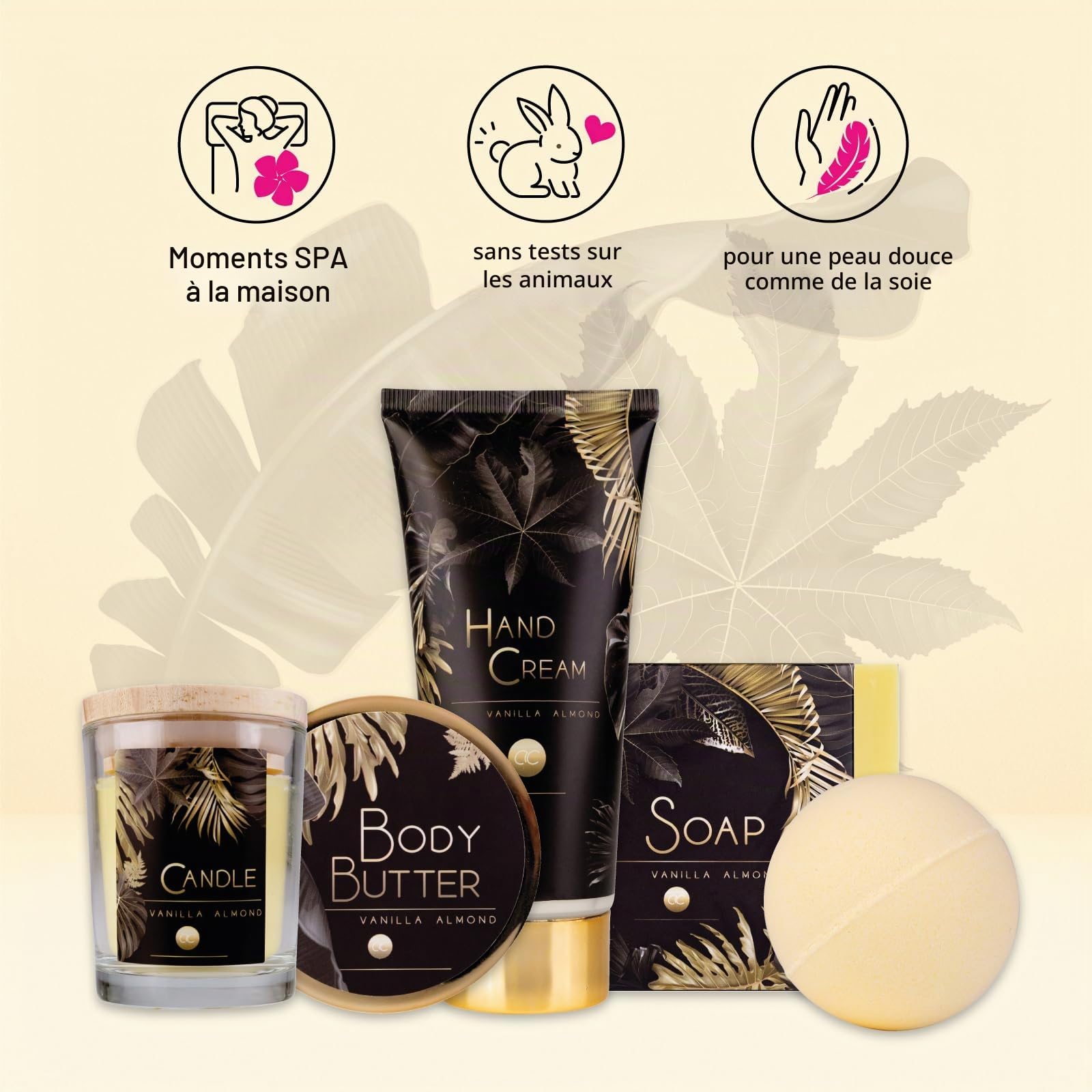 Accentra - Coffret cadeau luxe pour femme 5 pièces – Kit de bain cadeau avec bougie parfumée, savon, crème pour les mains, beurre corporel et bombe de bain – Kit bien-être pour femmes et filles pour
